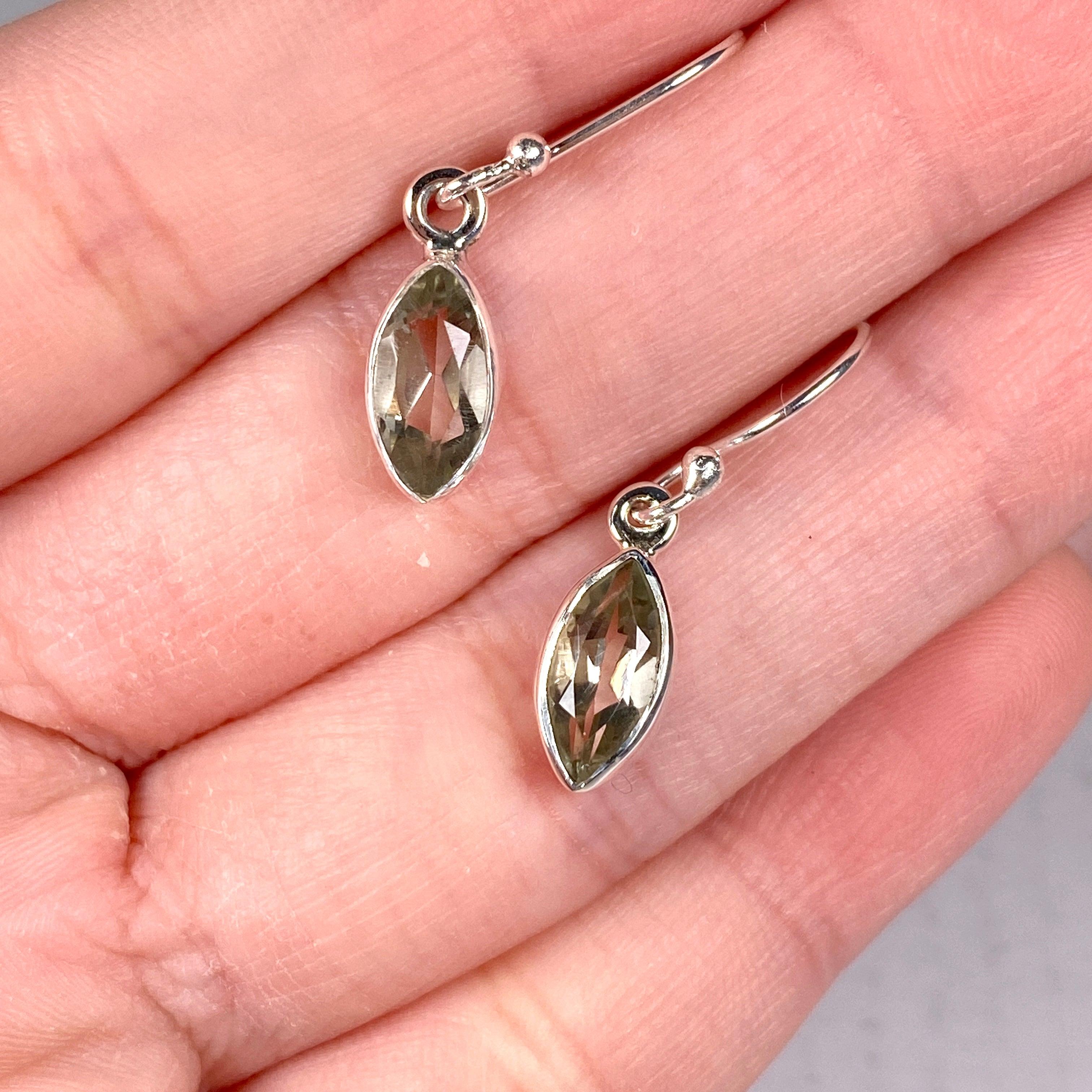 Prasiolite Marquise Faceted Earrings for Women - Dainty Green Gemstone Stud Earrings R2363 PRM - Perfect for Weddings, Parties & Everyday Elegance