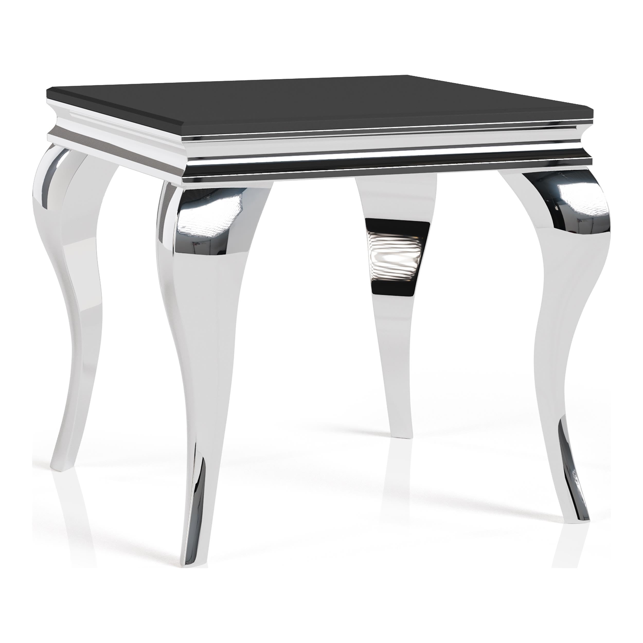 Furniture of America Alang Glam Glass Top End Table - Black & Silver Accent Table for Living Room, Bedroom, or Office Decor