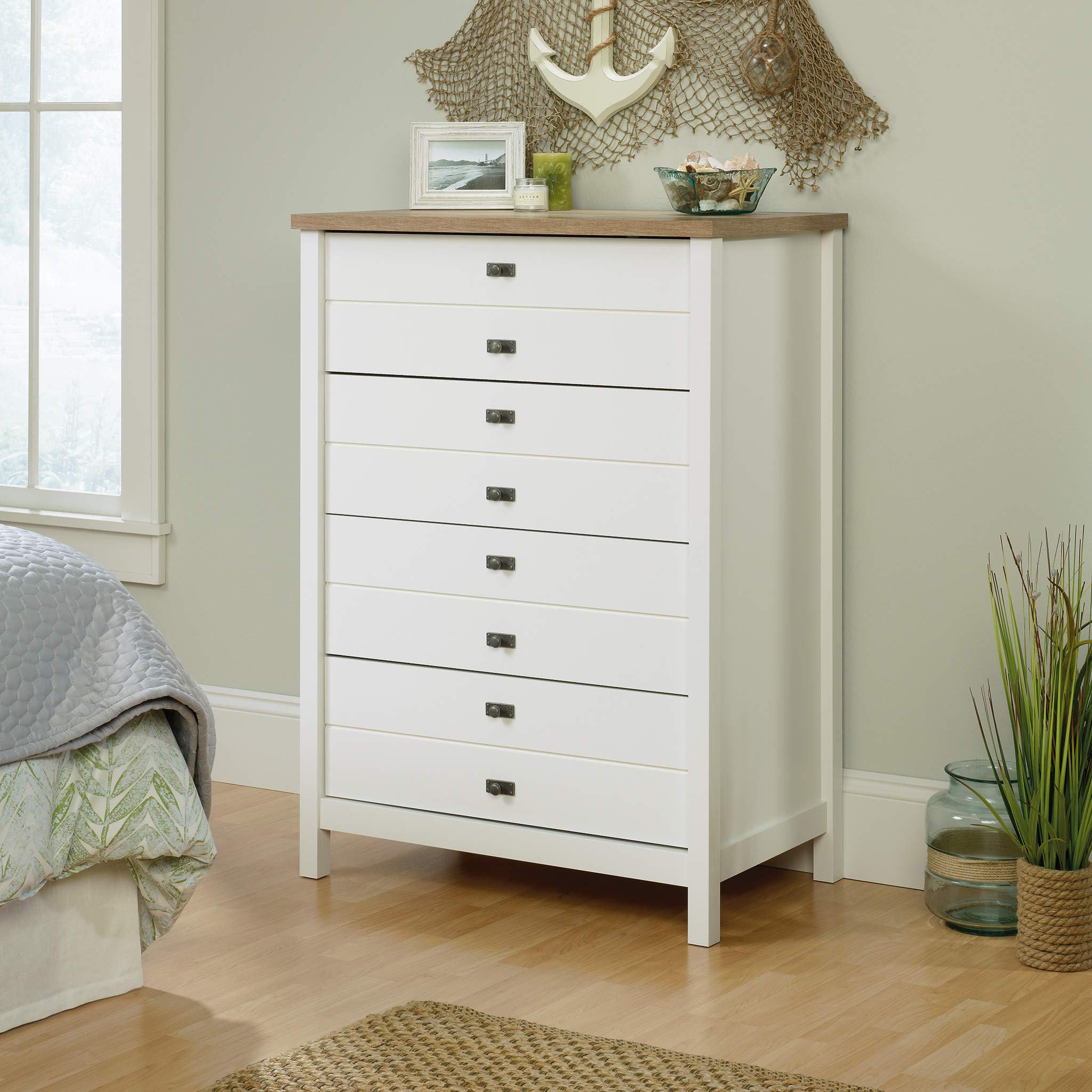 Sauder Cottage Road Dresser and 4-Drawer Chest - Soft White Finish, 56.77