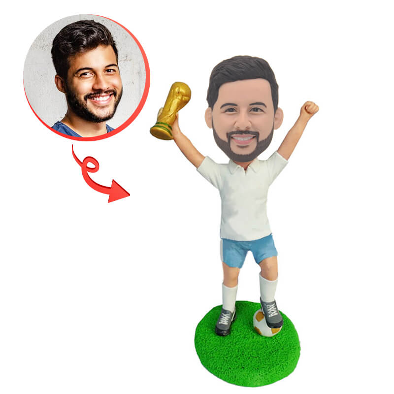 Custom Athletes Holding Trophies Bobblehead - Personalized Sports Awards Figurine for Office Desk, Shelf Display & Fan Gifts