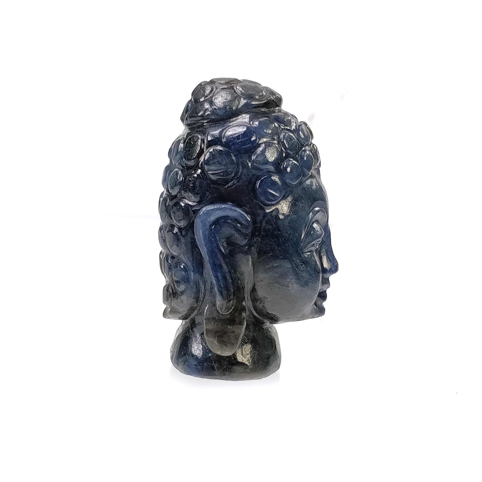 445.65cts Natural Blue Sapphire Buddha Statue - Hand Carved Untreated Gemstone Sculpture 50x31mm | Meditation Decor, Spiritual Gift, Home Altar Centerpiece