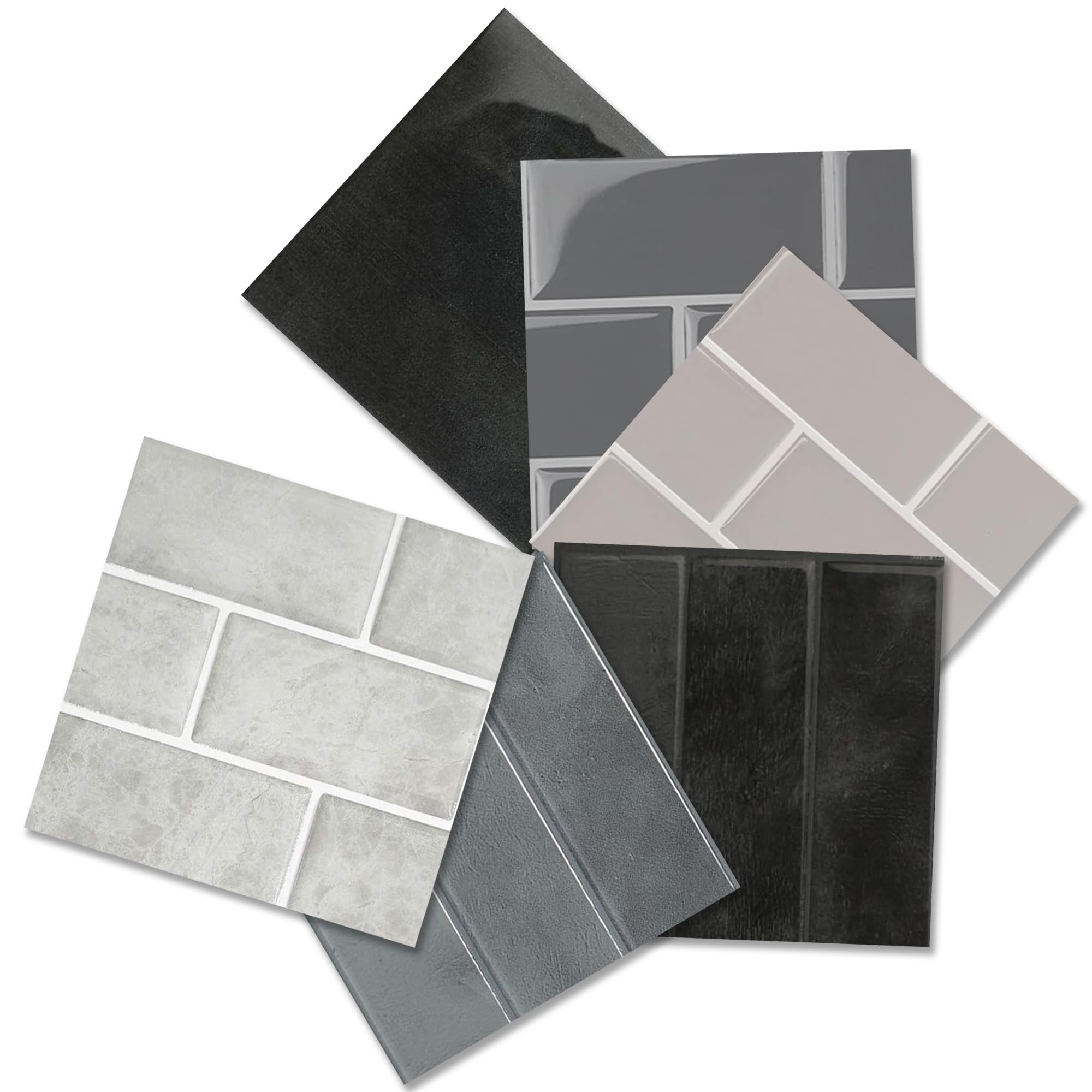 Smart Tiles Sample Kit - Subway Dark Gray Peel & Stick Backsplash Tiles for Kitchen, Bathroom & Laundry Room Remodeling