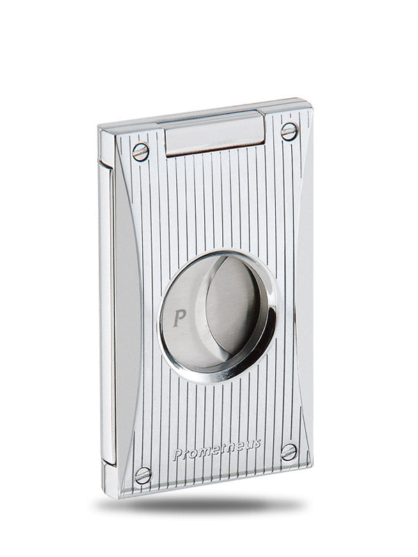 Premium Prometheus Vertical Lines Stainless Steel Double Blade Cigar Cutter - Perfect for Cigar Aficionados & Special Occasions