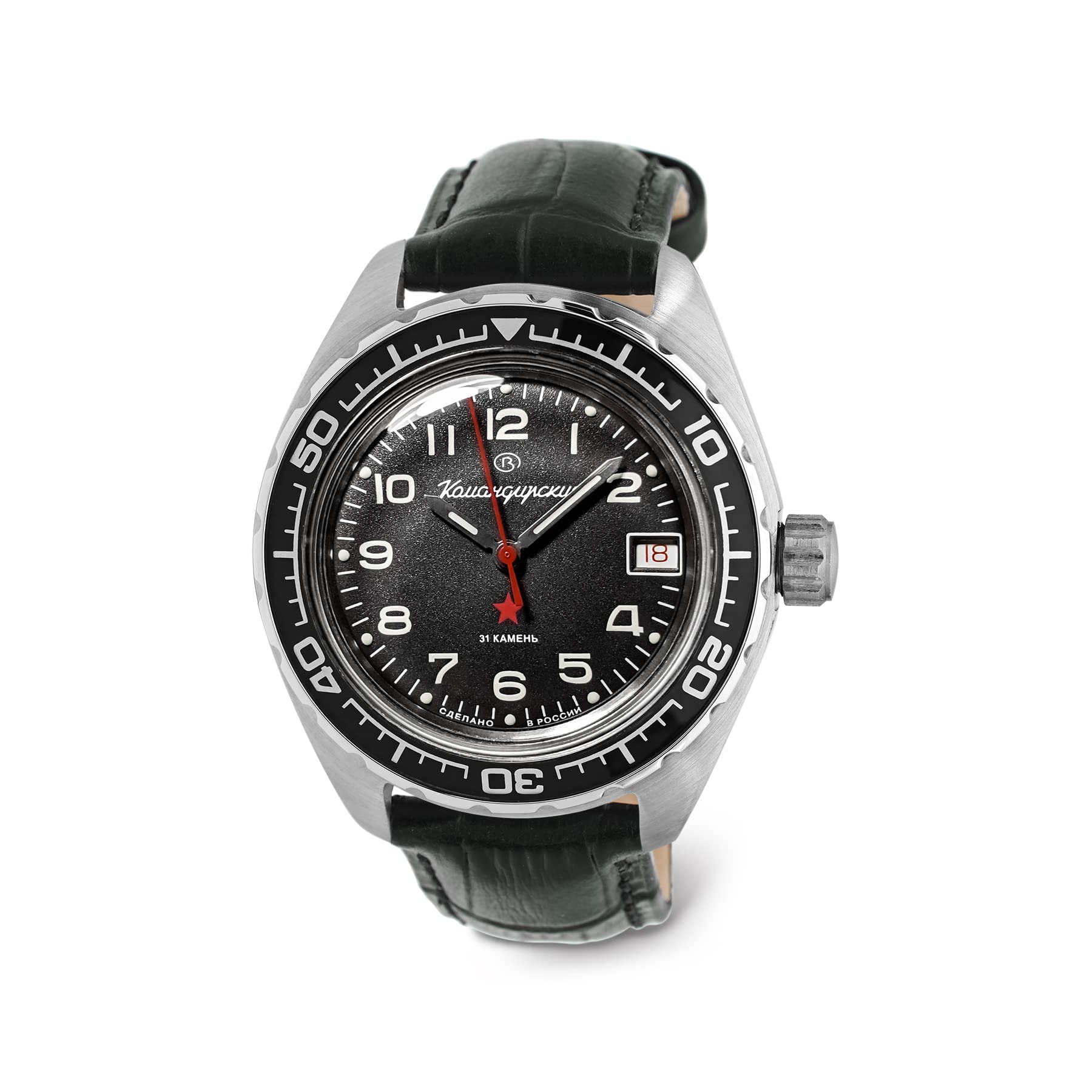 VOSTOK Komandirskie K-02 Automatic Self-Winding Russian Military Diver Watch for Men - 200m Water Resistant, Stainless Steel Case, Business Casual Wristwatch (Model 020706) | Perfect for Diving, Office Wear & Everyday Use