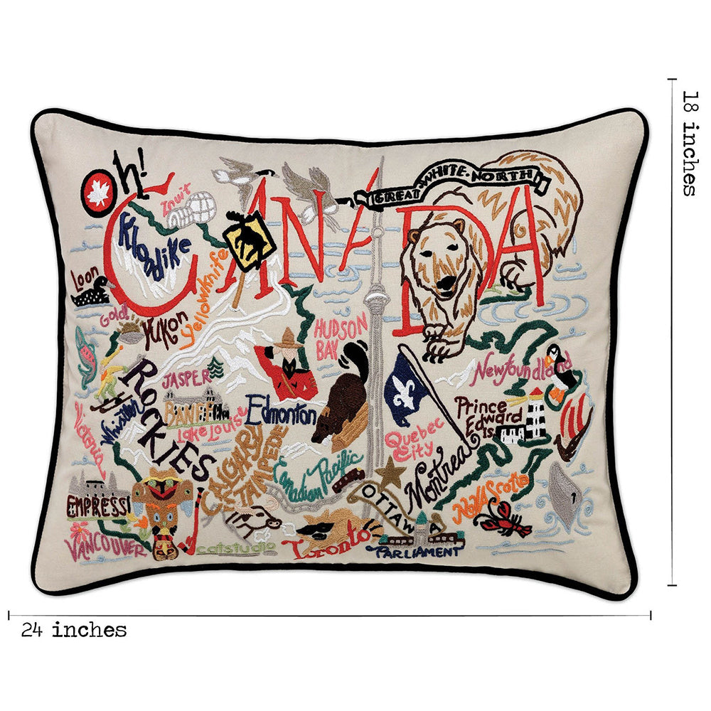 Hand Embroidered Decorative Throw Pillow Covers - Canadian Folk Art Design for Sofa, Bed & Home Decor