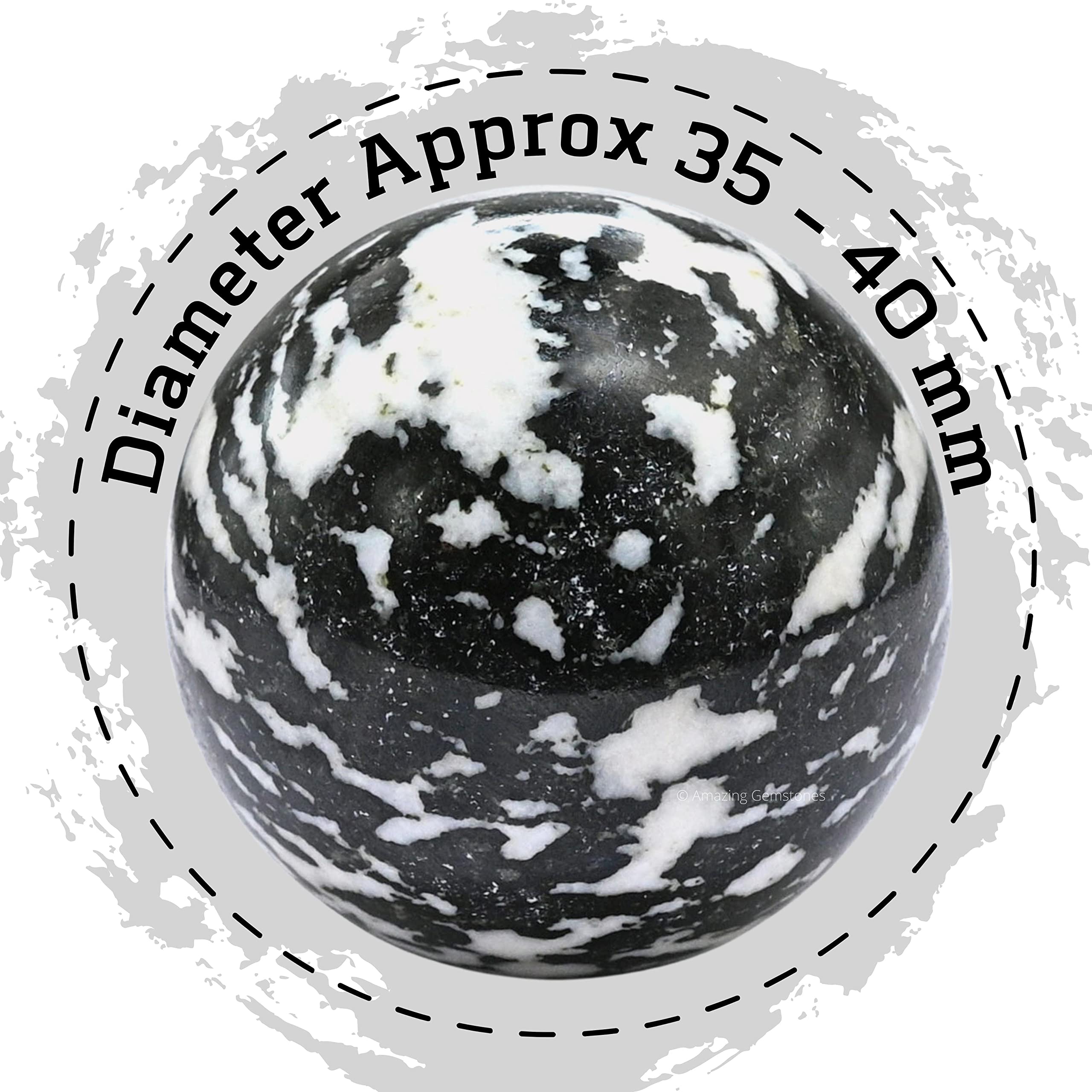 1.5 Inch White & Black Tourmaline Crystal Ball with Wooden Stand - Healing Meditation Sphere for Witchcraft, Reiki, Feng Shui, Home & Office Decoration
