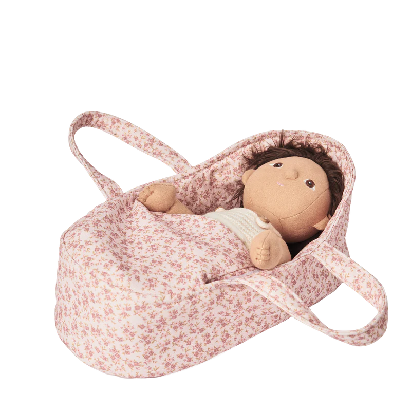 Dinkum Dolls Baby Carry Cot Meadow - Portable Infant Bassinet for Newborns & Toddlers - Perfect for Travel, Napping & Outdoor Adventures