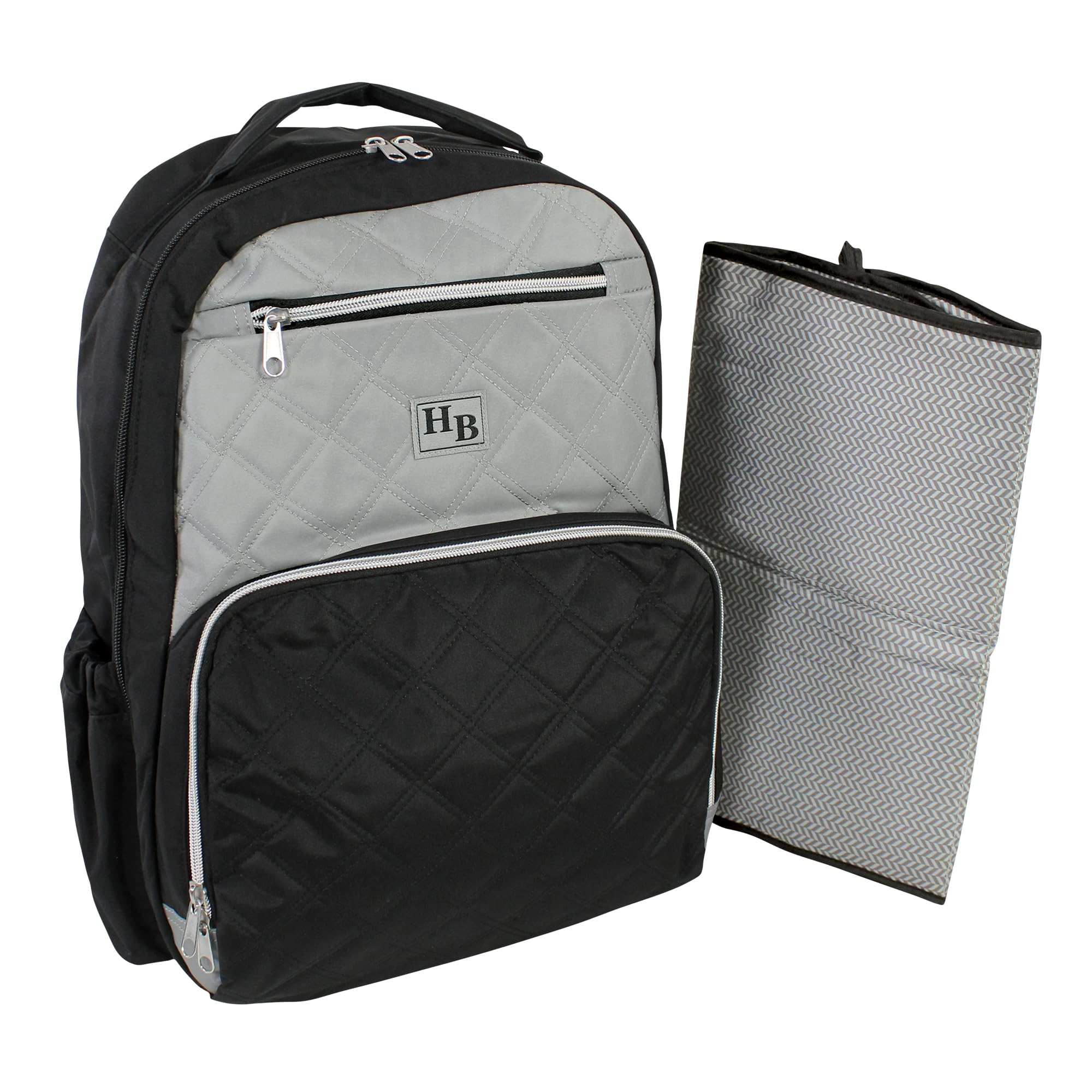 Hudson Baby Unisex Premium Diaper Backpack with Changing Pad - Black & Gray, One Size for Newborns & Toddlers - Perfect for Travel, Daycare & On-the-Go Parents