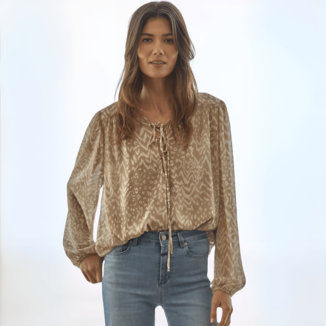 Emilia Tie Neck Top - Women's Elegant Blouse Made in USA | Perfect for Office Wear, Date Night & Special Occasions
