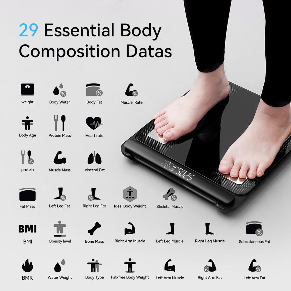 Smart Digital Scale with BMI, Body Fat & Muscle Mass Measurement - 8-Electrode High Precision Body Composition Analyzer, FSA/HSA Eligible Weight Scale for Home Gym & Health Tracking (28 Body Metrics) - Perfect for Fitness Enthusiasts & Weight Management