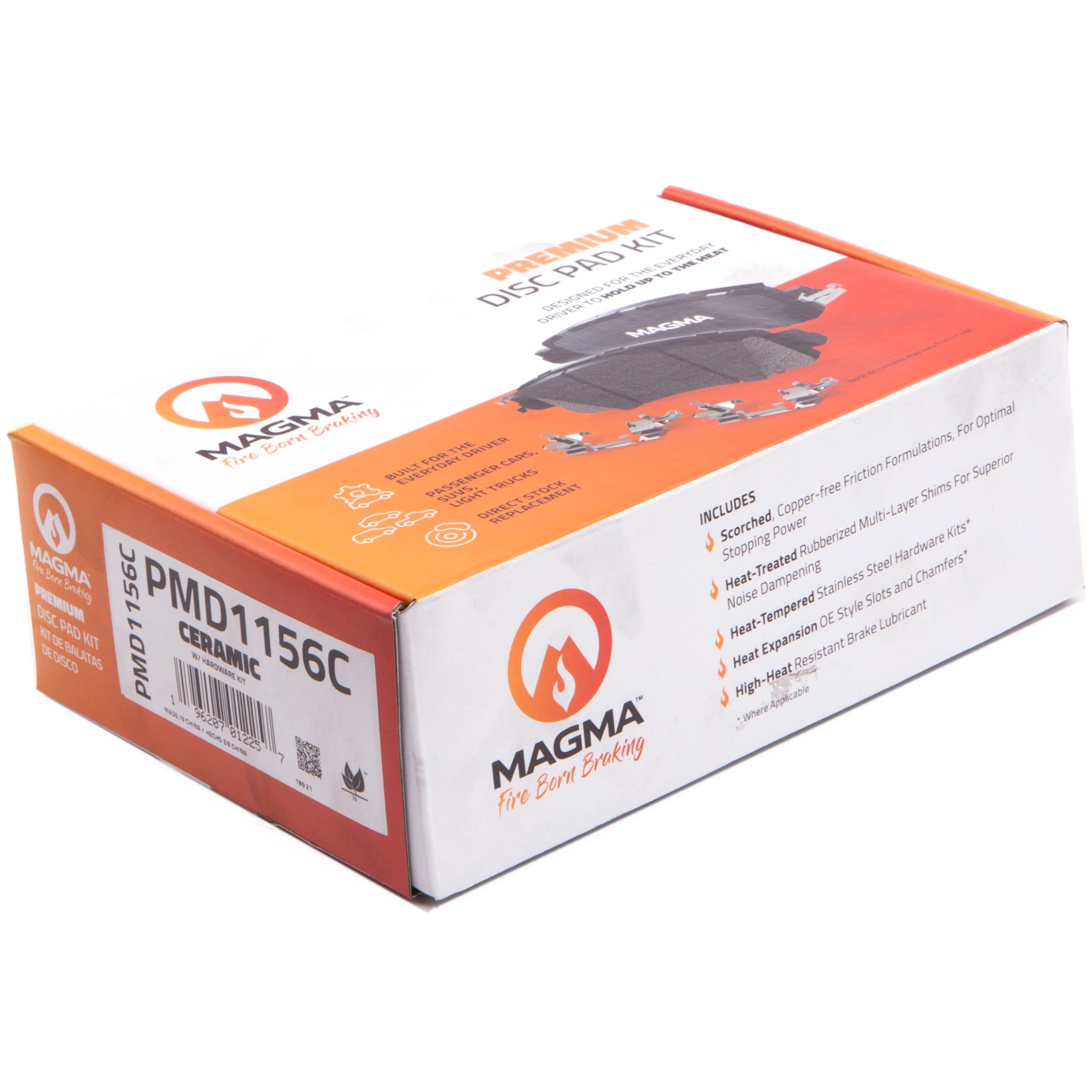 Premium MAGMA PMD1156C Ceramic Brake Pads for Front Wheels - High-Performance Braking, Low Noise & Dust - Perfect for Daily Commuting, Highway Driving & Performance Vehicles