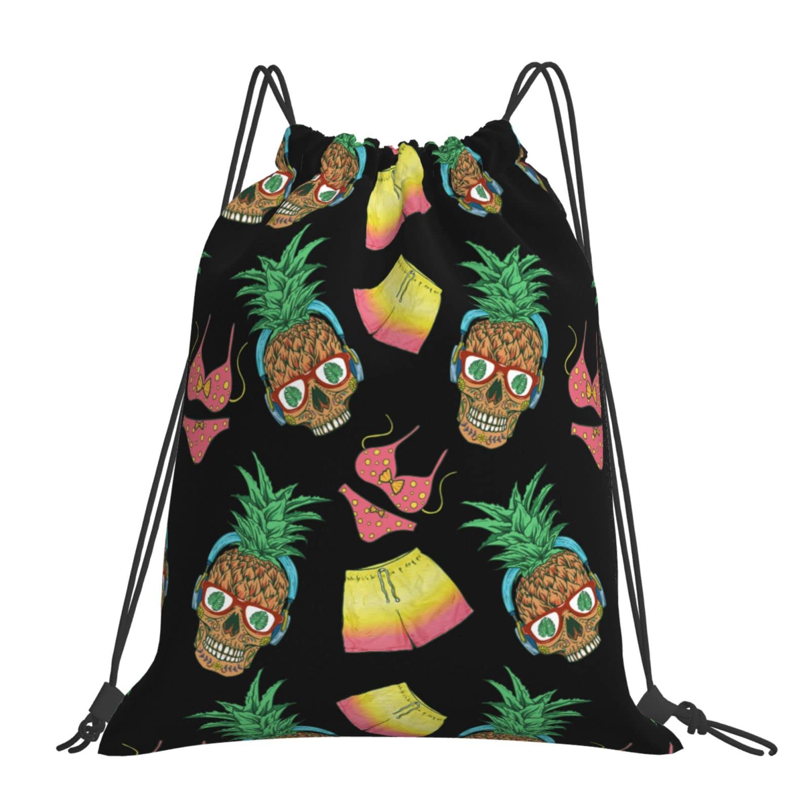 Skull Drawstring Bags - Lightweight Gym Sack Backpack for Sports, Yoga & Workout - Perfect for Gym, Travel & Beach Essentials
