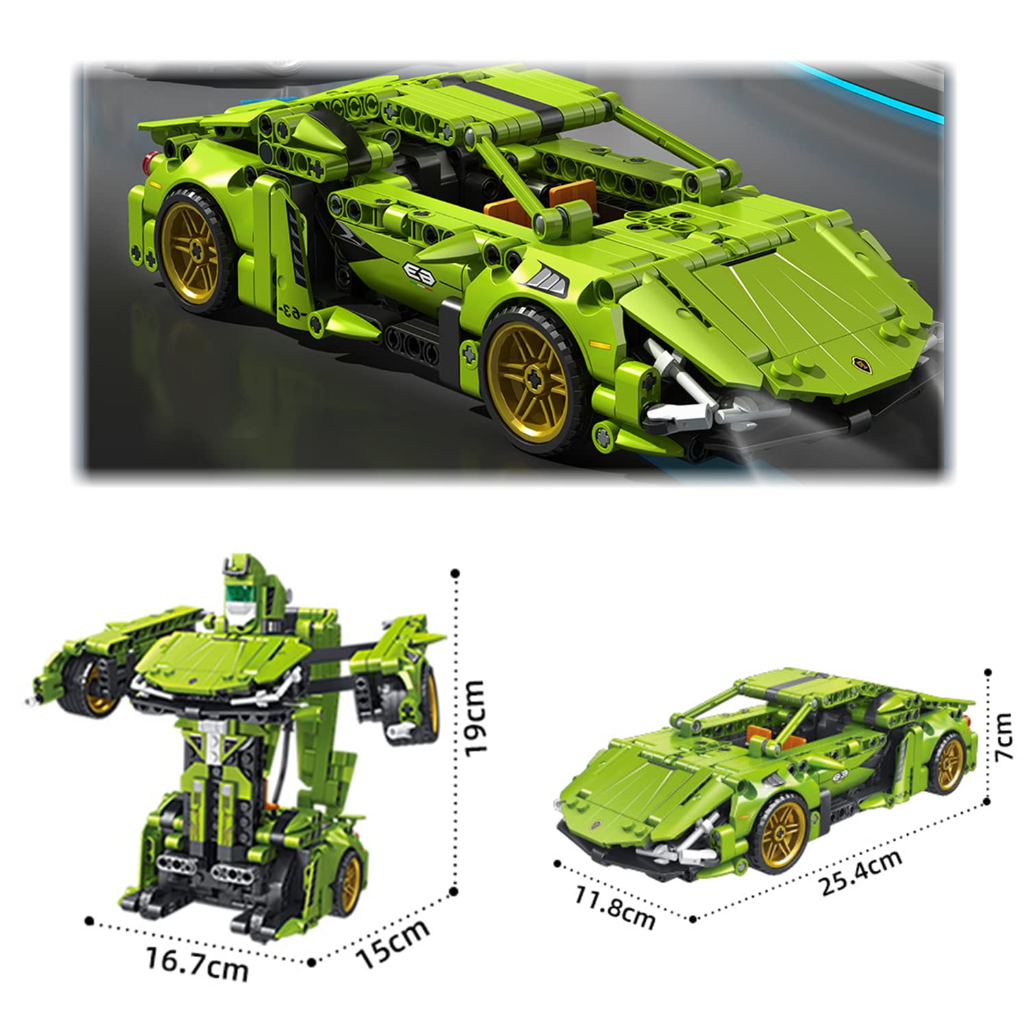 2-in-1 Transformable Robot Car Building Blocks Set - 721 Piece Pull Back Racing Vehicle & Technical Model Kit for Kids & Adults (Ages 6+) | STEM Educational Toy for Creative Play & Birthday Gifts