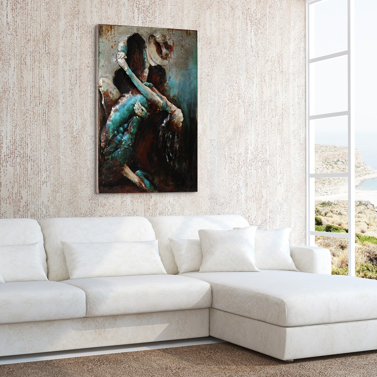 Hand-Painted Ballroom Dancers Mixed Media Wall Art - 3D Iron Wall Decor for Living Room, Bedroom & Dance Studio