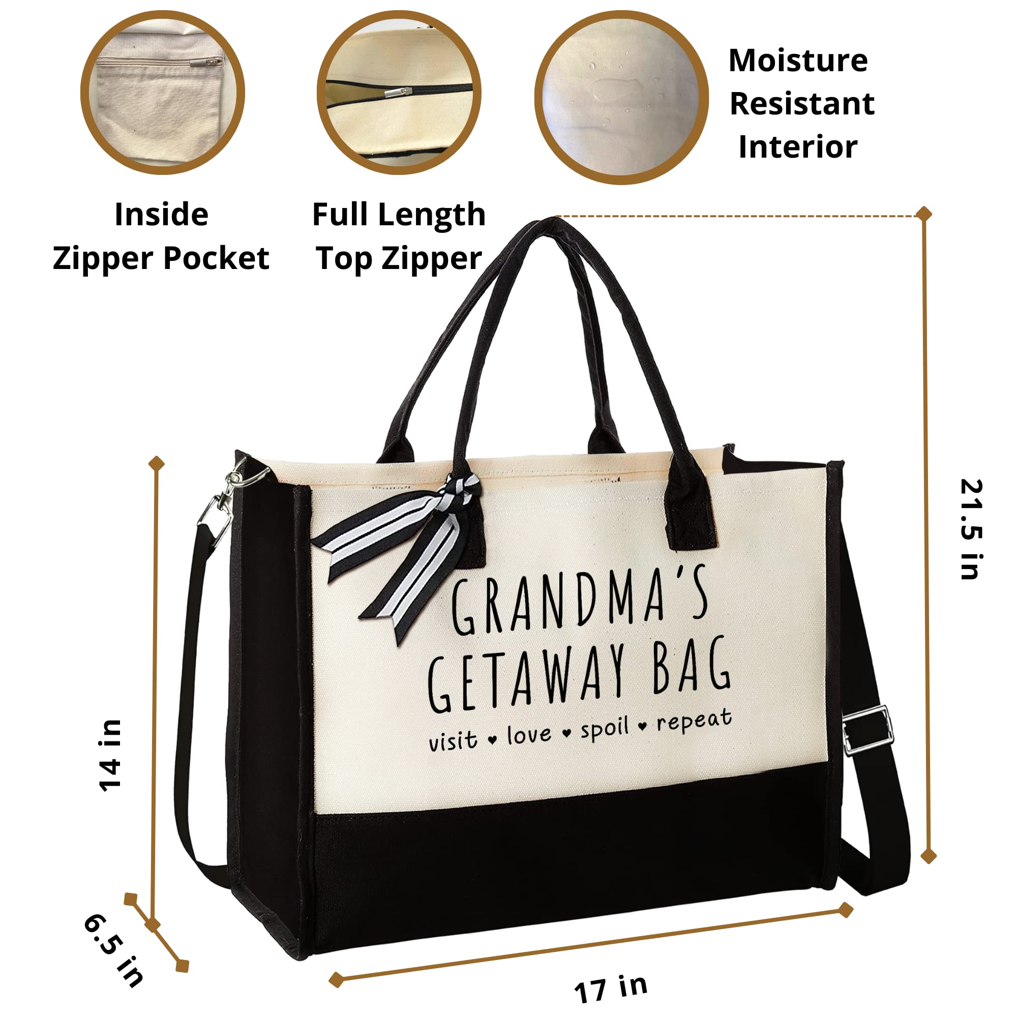 Personalized Canvas Tote Bag for Grandma - Thoughtful Gifts from Grandchildren - Perfect for Shopping, Travel & Daily Use