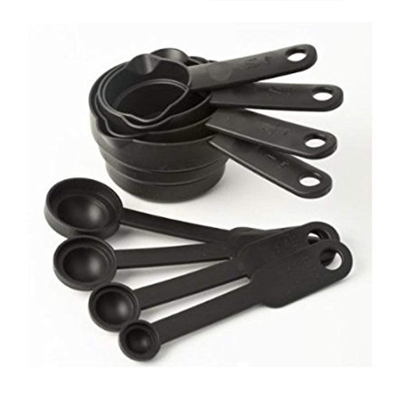 ADBERG 8-Piece Measuring Cups and Spoons Set - Plastic PP Kitchen Measuring Tools for Baking, Cooking - Perfect for Flour, Sugar, Salt - Ideal for Home Bakers & Professional Chefs (Great for Cake Decorating, Meal Prep & Recipe Measurement)