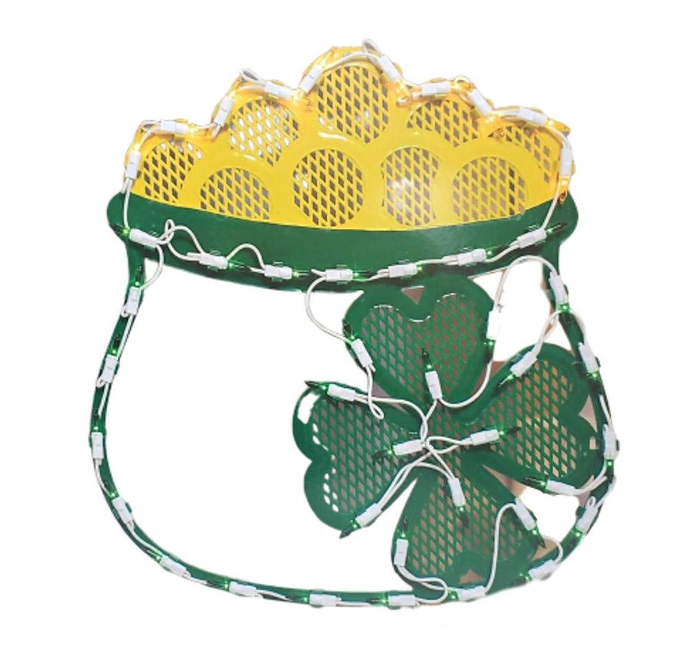 Impact Innovations St. Patrick's Day Lighted Window Decoration - Pot of Gold Shamrock LED Sign for Home & Office Party Decor