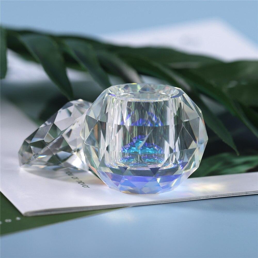 Aurora Crystal Glass Jar 10ml - Round Diamond Lid Essential Oil Container for Aromatherapy, Perfume, and DIY Crafts