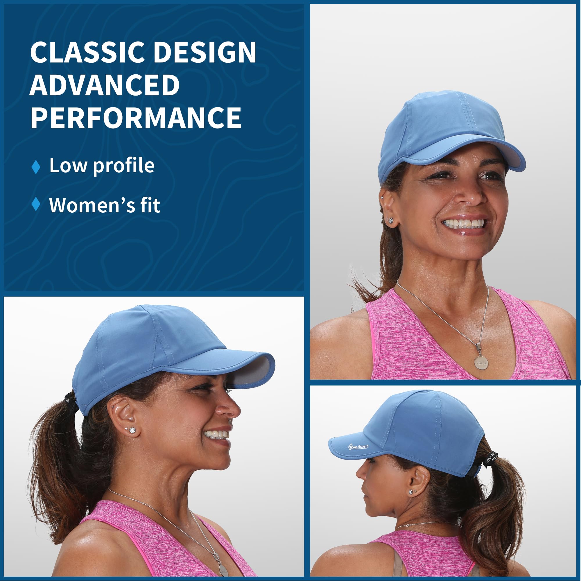 TrailHeads Women's Running Hat with UV Protection UPF 50+ | Lightweight Breathable Summer Outdoor Sports Hat for Jogging, Hiking & Beach Activities