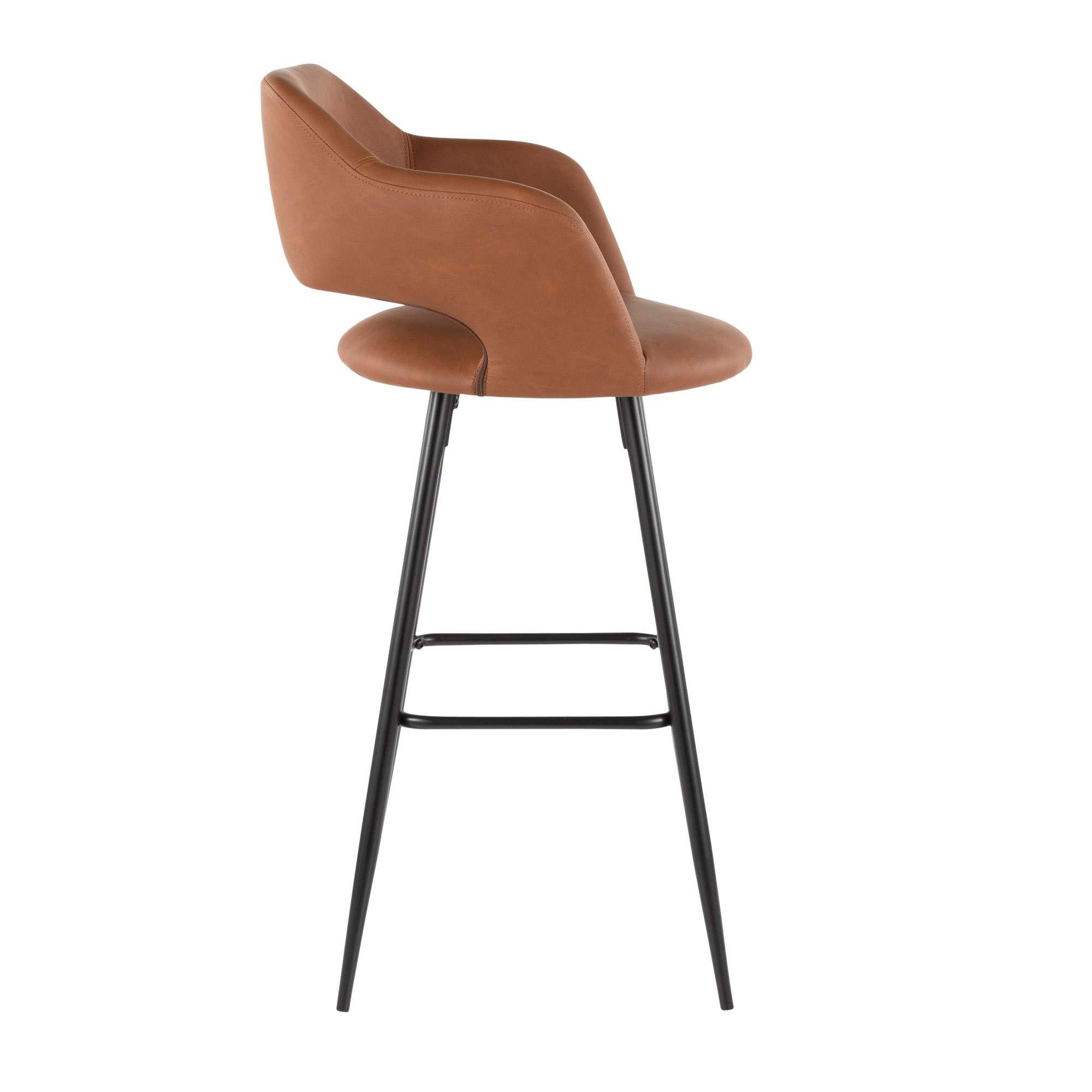 LumiSource Margarite Bar Stool Set of 2 - Modern Black Bar Chairs for Kitchen Island, Breakfast Nook & Home Bar - Adjustable Height Counter Stools for Dining & Entertaining