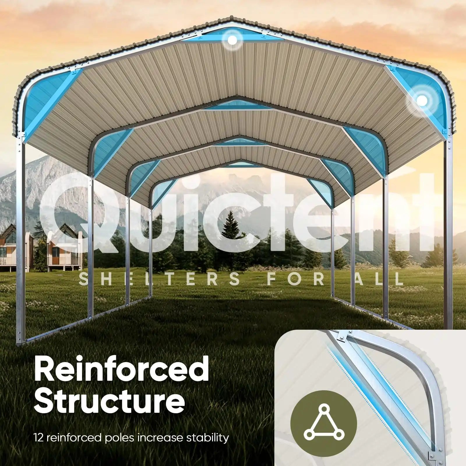 Heavy Duty Metal Roof Car Canopy - White | Durable Outdoor Shelter for Cars, Trucks, RVs & Vehicles | Perfect for Parking, Camping & Outdoor Protection