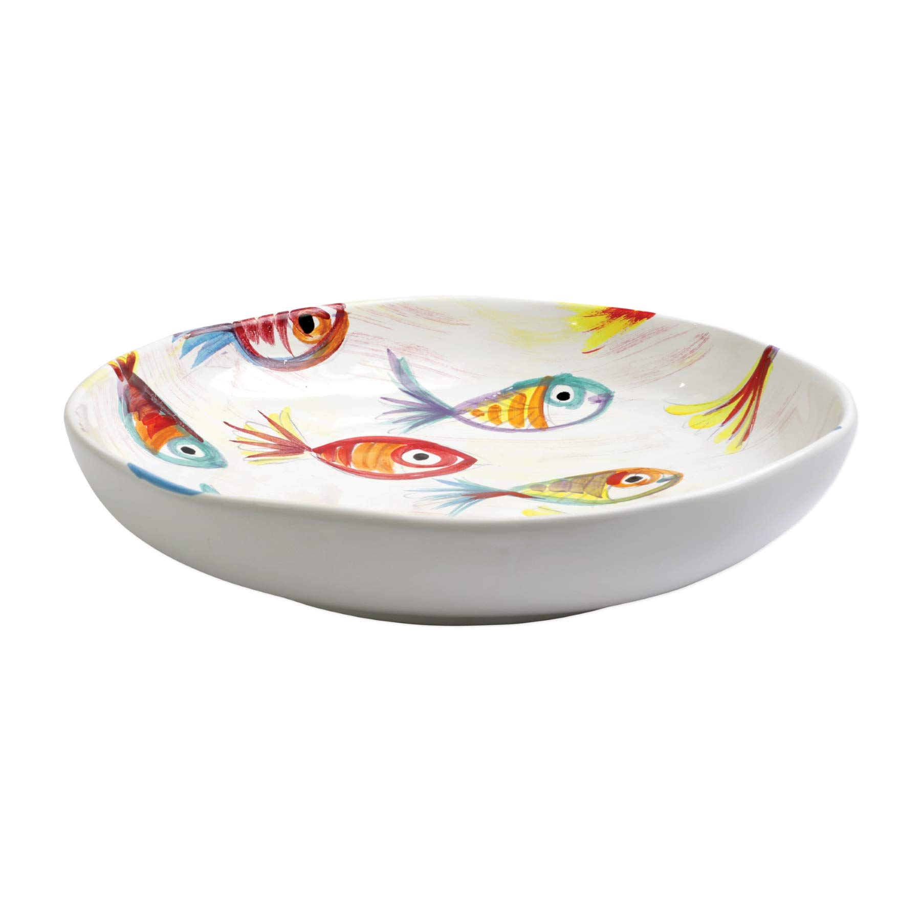 Vietri Pesci Colorati Shallow Bowl - Handcrafted Italian Ceramic Serving Dish for Dinner Parties | Elegant Appetizer & Dessert Bowl for Entertaining