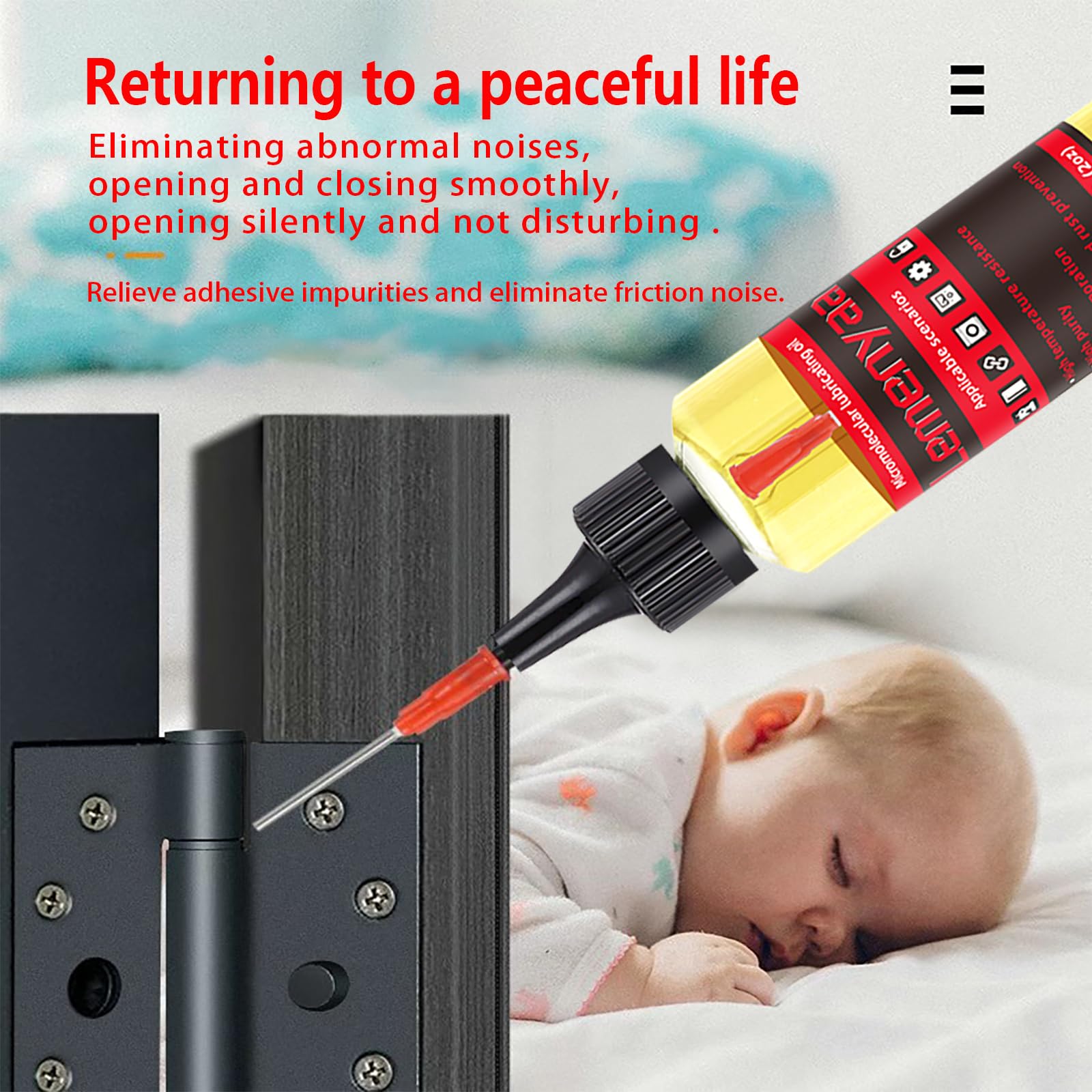Lemenyaa Silicone Lubricant for Doors, Locks & Hinges - 2 oz Squeak-Free Oil for Garage Doors, Sliding Tracks, Cabinet Hinges & Door Locks - Perfect for Home Maintenance & DIY Repairs