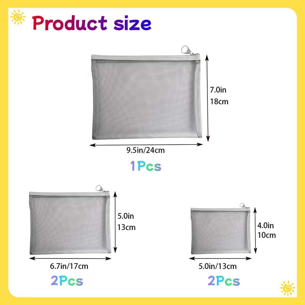 5PCS Zipper Mesh Bags for Travel Organizer - Small Cosmetic Storage Pouch, Credit Card Holder, Keychain & Coin Purse - Breathable Mesh Makeup Bag for Toiletries, Jewelry & Office Supplies (5Pcs Gray) - Perfect for Travel, Gym, Home & Office Organization