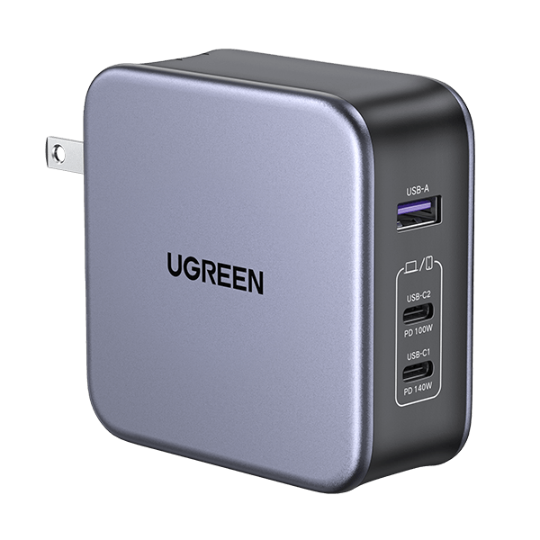 UGREEN Nexode 140W GaN USB C Fast Charger - 3 Port PD Wall Charger for iPhone 15/14/13, MacBook, iPad, Samsung - Compact Travel Charger for Home, Office & Car