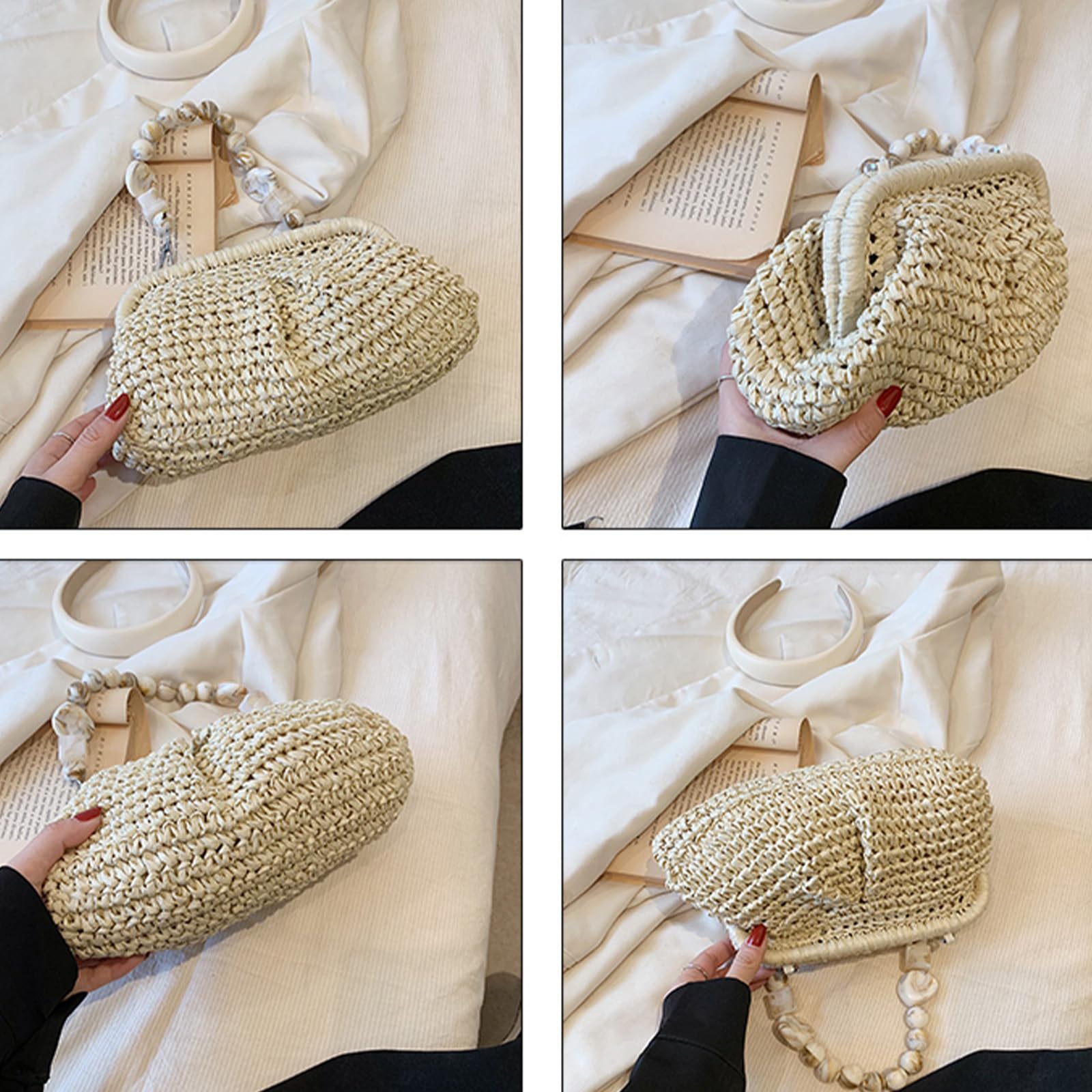 Women's Straw Clutch Purse - Woven Beach Bag for Summer Outings
