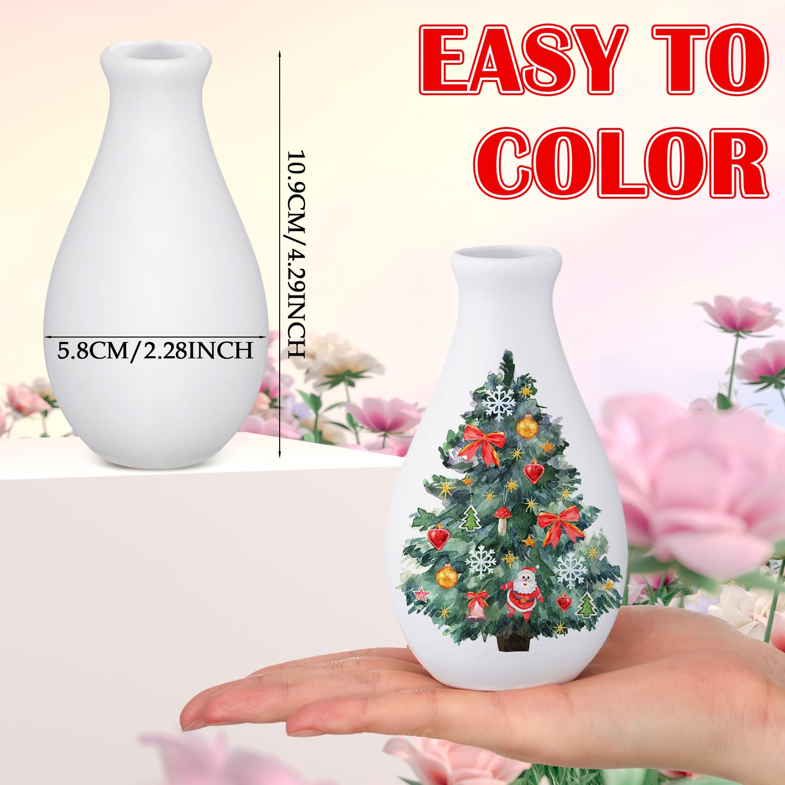 Singhoow 6-Piece DIY Porcelain Vase Painting Kit - White Ceramic Vases with Art Supplies for Adults, Valentine's Day Decor & Home Crafting Projects | Perfect for Relaxation, Gift Giving & Creative Decor