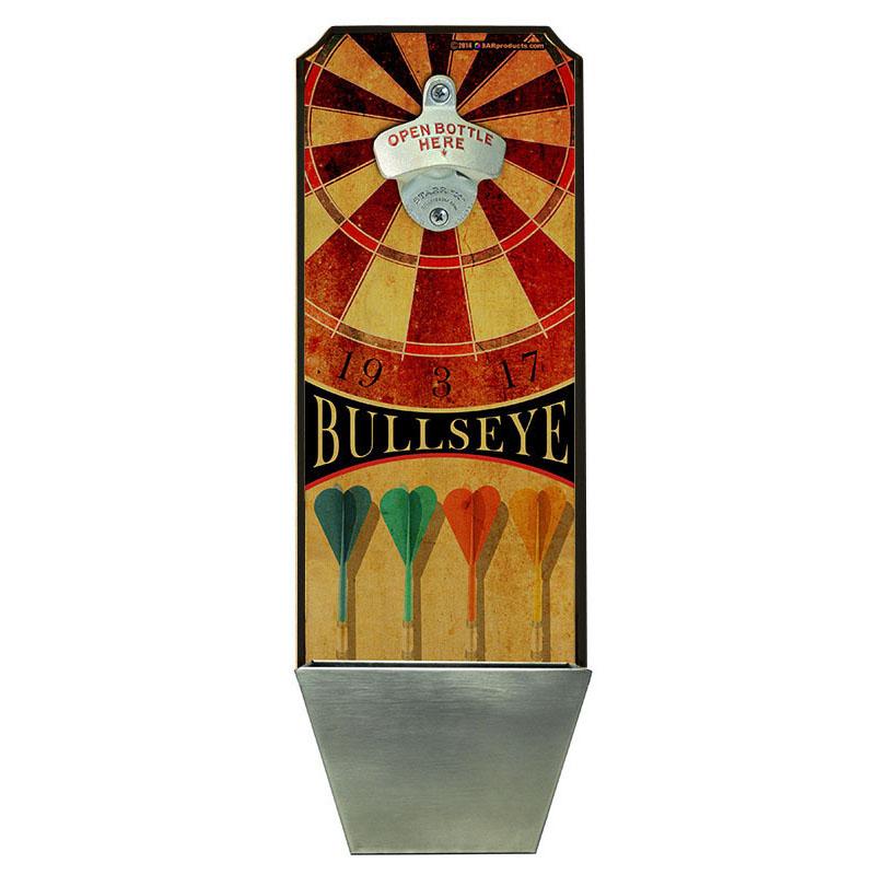 Premium Wooden Dartboard Wall Plaque with Built-in Bottle Opener & Cap Catcher - Perfect for Man Cave, Game Room, and Bar Decor