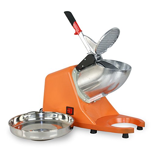F2C 300W Electric Ice Crusher Shaver - Dual Stainless Steel Blades, 145 lbs/hr - Perfect for Snow Cones, Cocktails & Slushies - Home & Commercial Use (Orange)