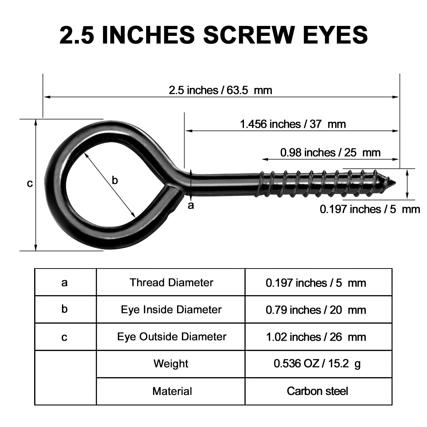Stainless Steel Eye Screws 10PCS 2.5