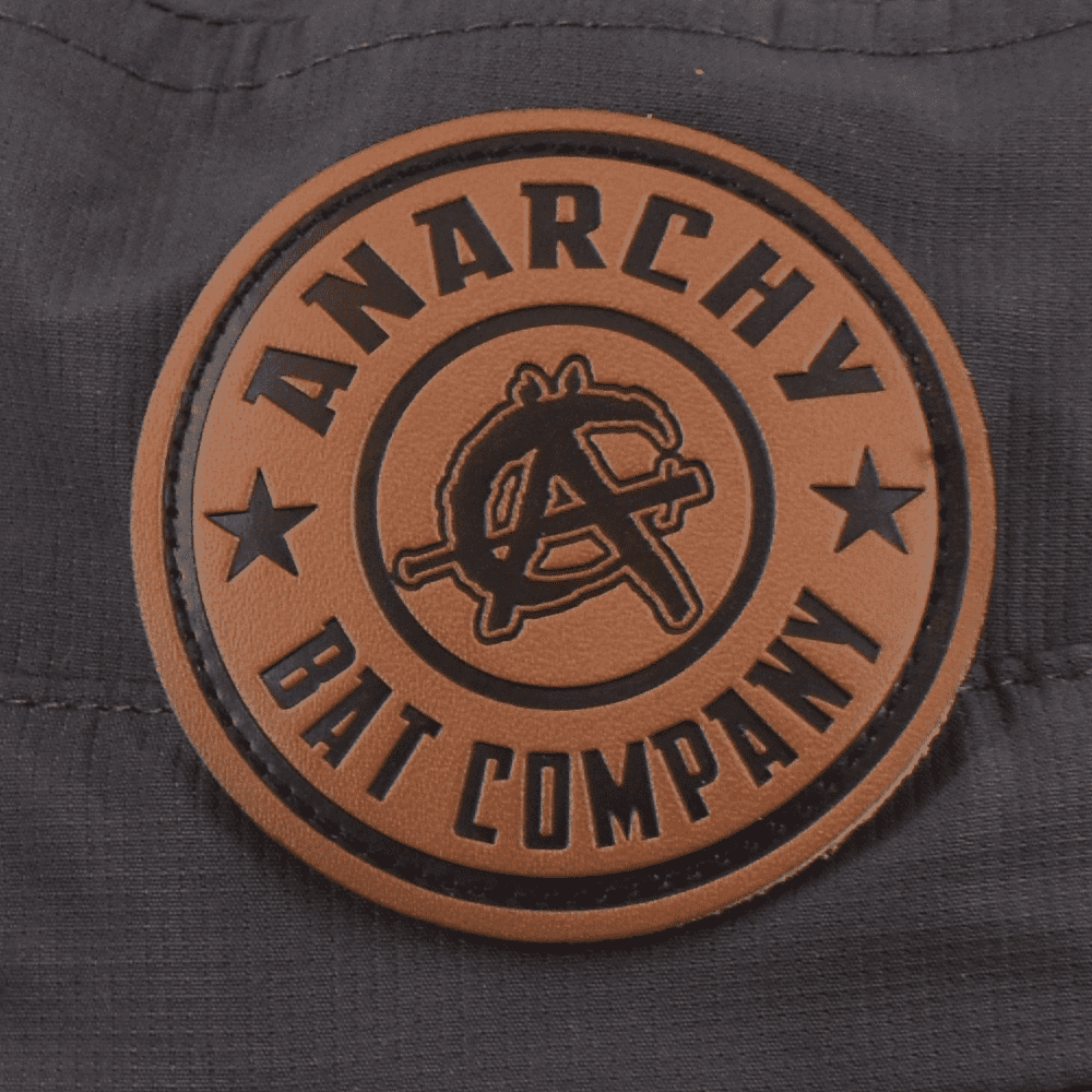Anarchy Bucket Hat for Men & Women - Charcoal Gray with Circle Leather Patch - Fashionable Sun Hat for Outdoor Activities, Beach, Hiking & Streetwear