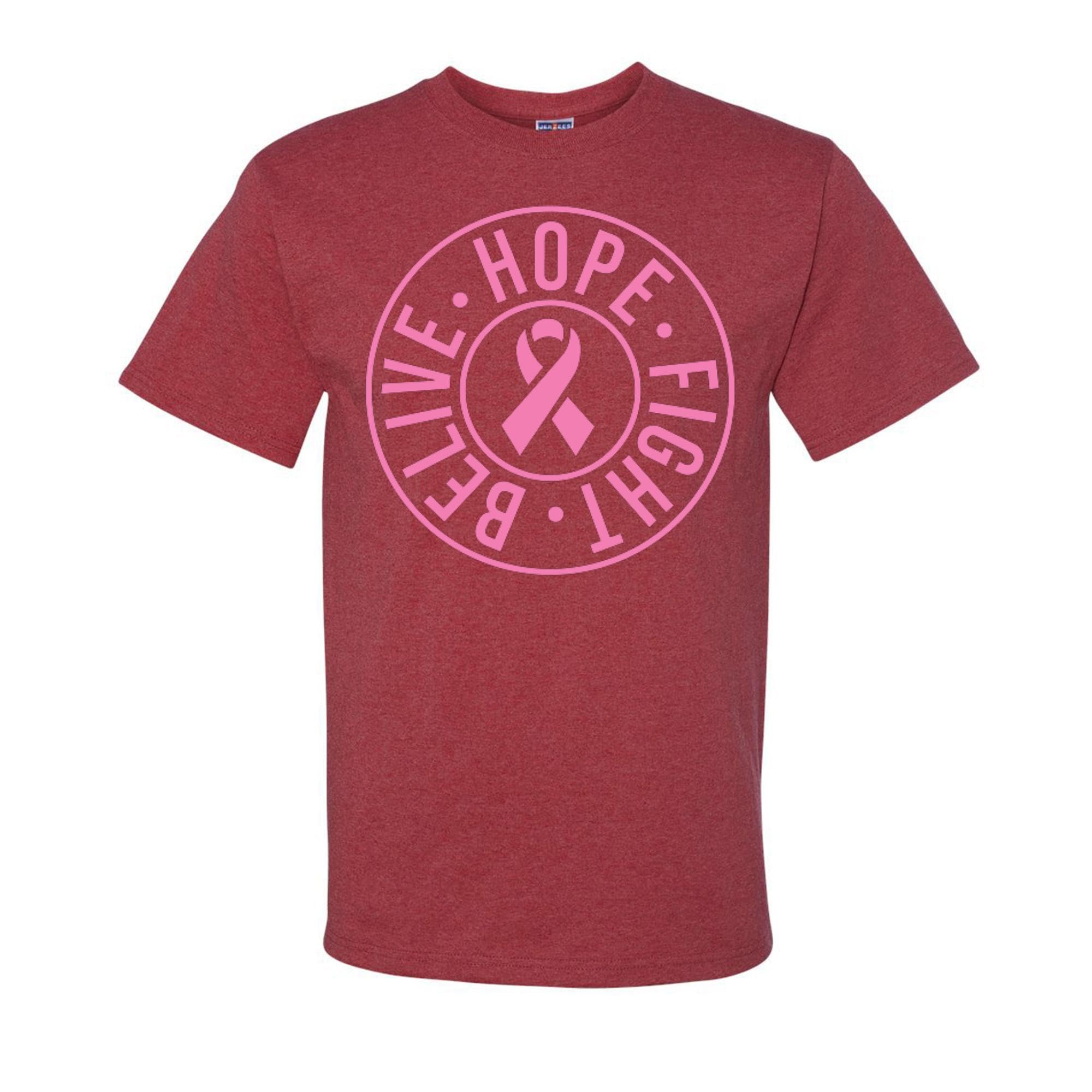 Wild Custom Apparel Believe Hope Fight Breast Cancer Awareness Graphic Men's T-Shirt - Support Cancer Awareness & Show Solidarity in Daily Wear