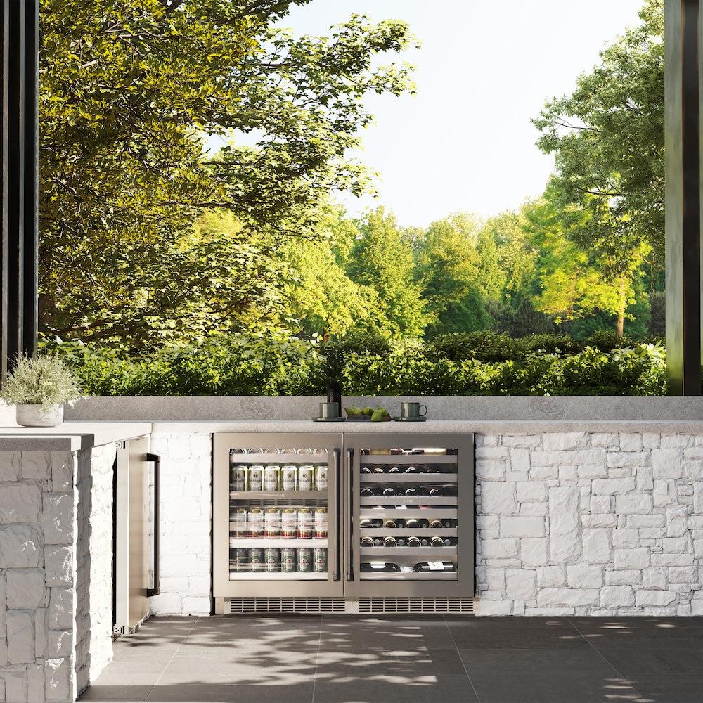 ZLINE Autograph Edition 24 Inch Touchstone Dual Zone 44 Bottle Wine Cooler with Stainless Steel Glass Door & Matte Black Handle - Perfect for Home Bars, Restaurants, and Wine Cellars (RWDOZ GS 24 MB)