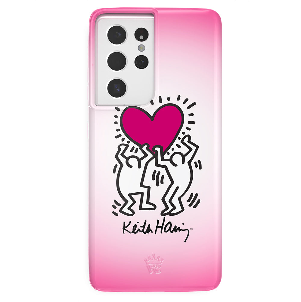 Keith Haring Pink Heart Samsung Phone Case - Trendy Artistic Protective Cover for Galaxy S21/S20/Note 20 - Perfect Gift for Art Lovers & Fashion Accessories