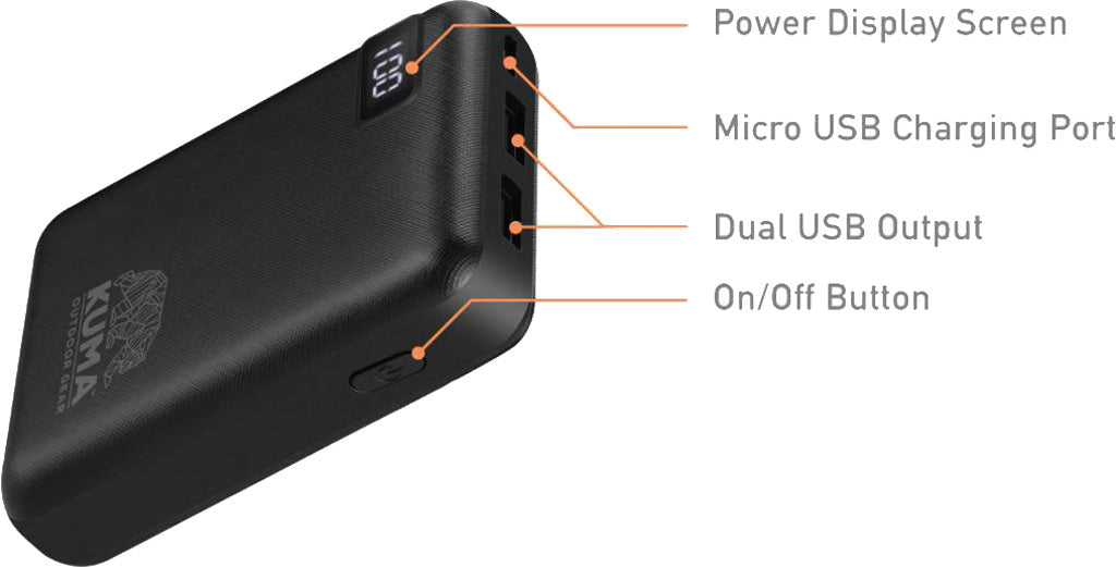 10,000mAh Portable Power Bank - Fast Charging External Battery Pack for iPhone, Samsung, Android Phones - Perfect for Travel, Camping & Emergency Power Backup