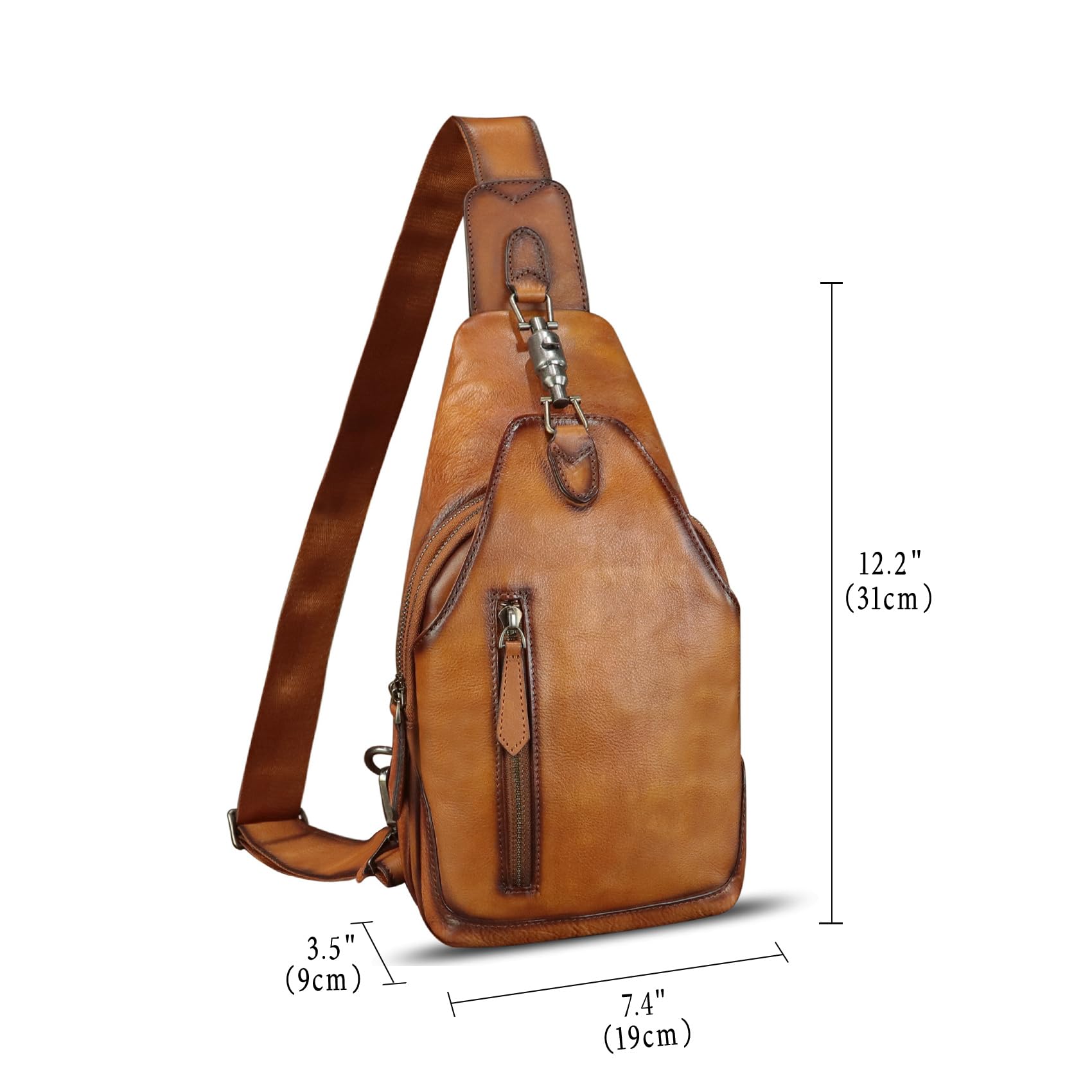 Genuine Leather Sling Bag for Women & Men - Real Leather Crossbody Backpack Shoulder Bag Chest Purse - Perfect for Travel, Work & Everyday Use