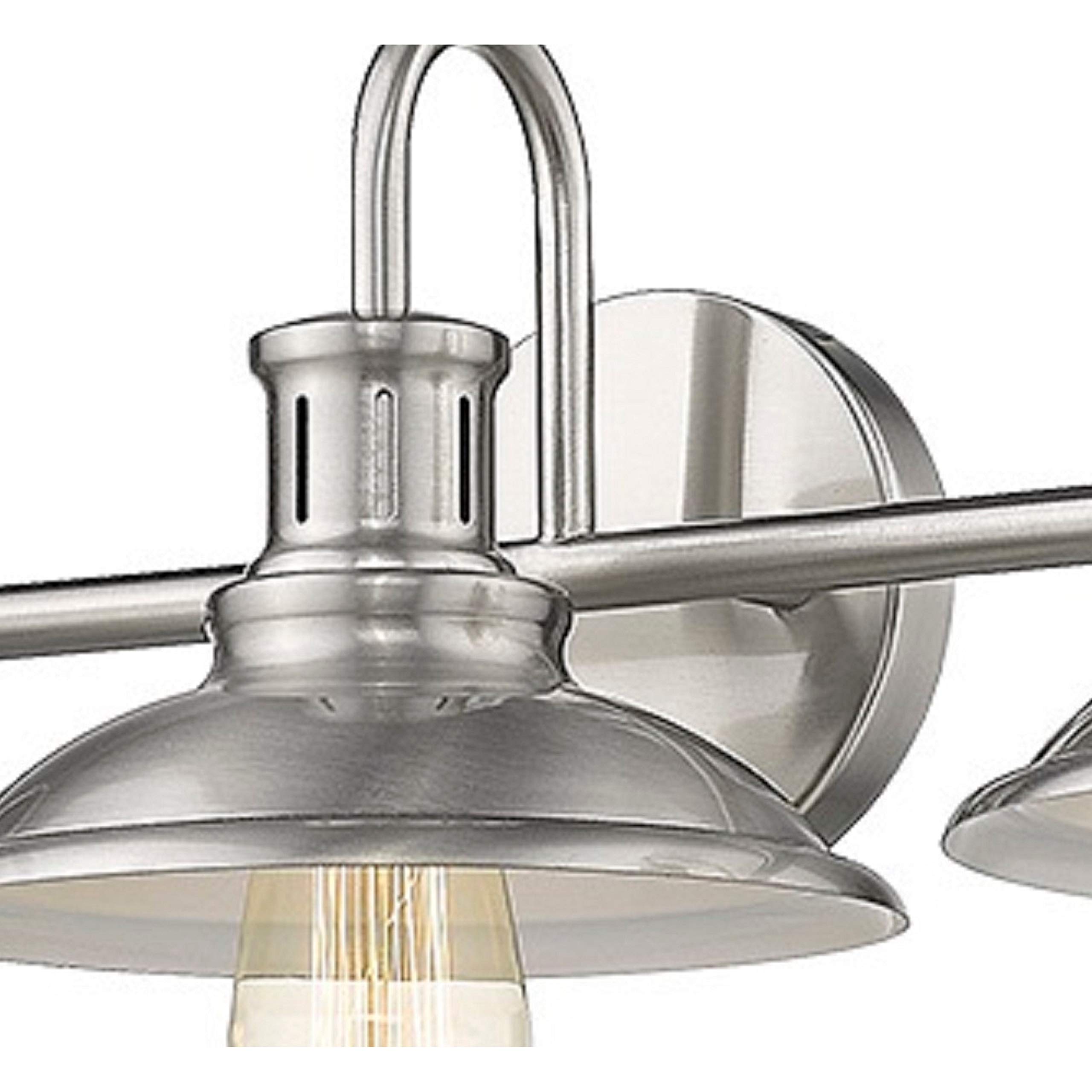 3-Light Nickel Bathroom Vanity Light - Mid-Century Modern Dimmable Metal Fixture for Bathroom, Powder Room & Dressing Area