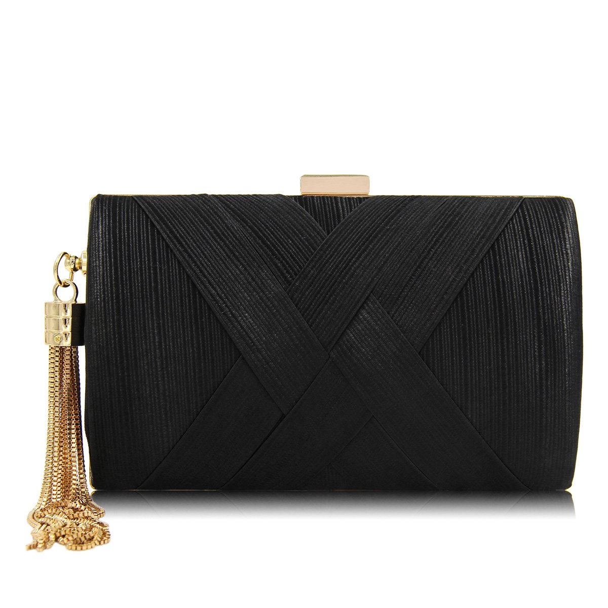 Flada Women's Satin Evening Clutch Purse with Tassel Pendant - Elegant Wedding Party Handbag for Bridesmaids & Formal Events