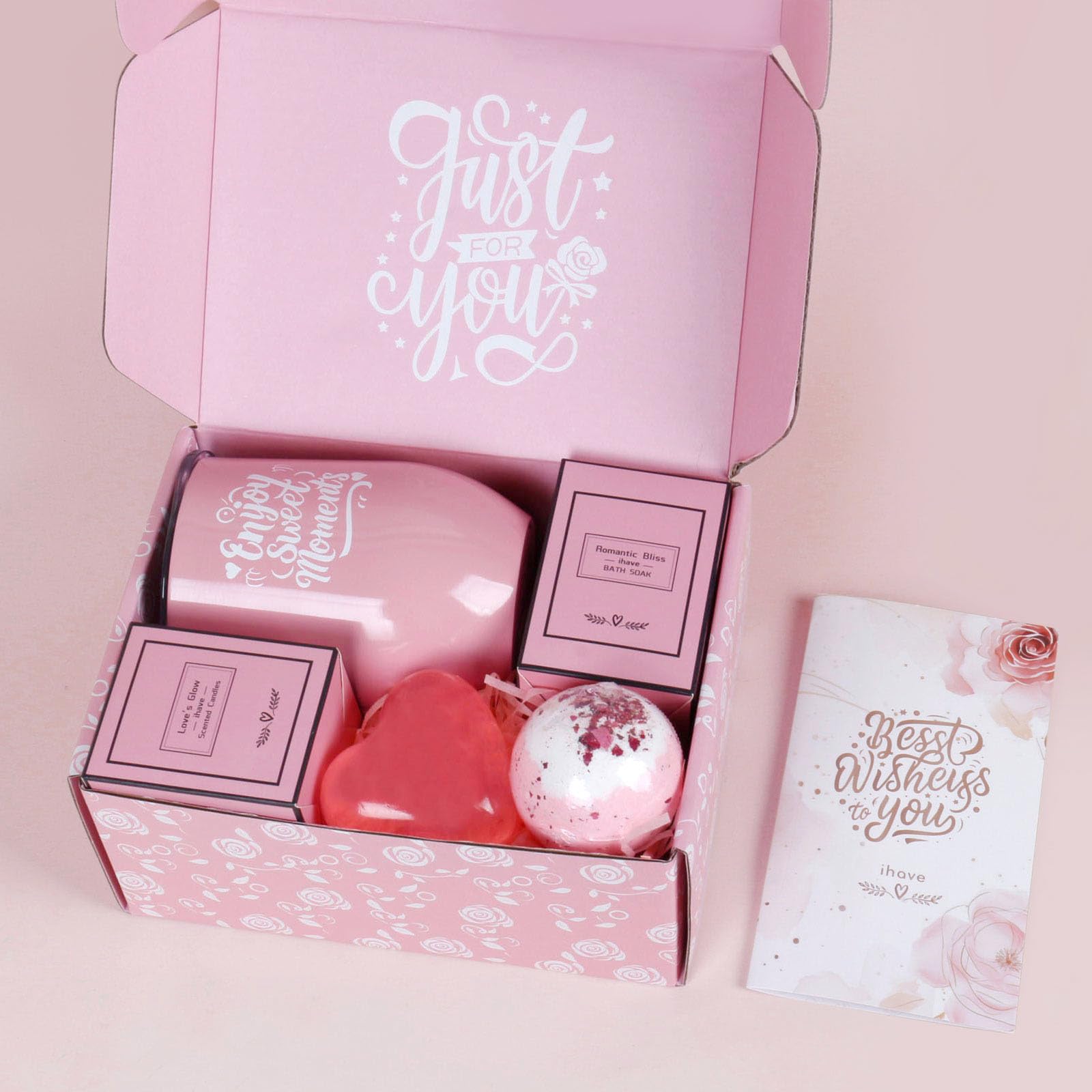 iHave Birthday Gifts for Women - Spa Gift Set with Rose Tumbler, Bath Bombs, Salts, Candles, Soap & Thank You Cards - Perfect for Mom, Wife, Girlfriend, Sister & Best Friends - Ideal for Relaxation, Self-Care & Special Occasions