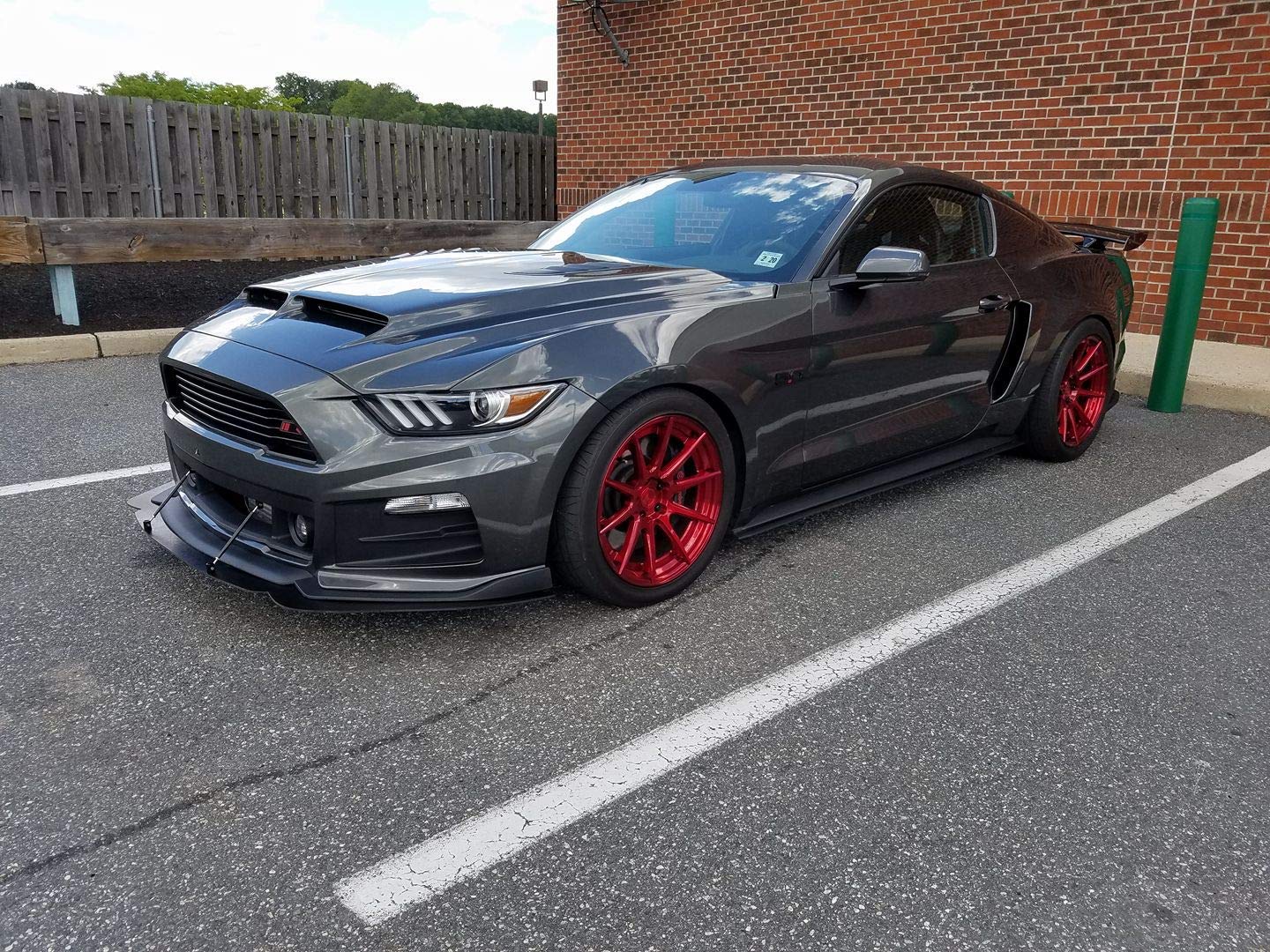 2015-2017 Mustang Front Chin Splitter with 2 Support Rods - Compatible with Roush Bumpers | Aggressive Styling & Enhanced Aerodynamics for Street & Track Performance