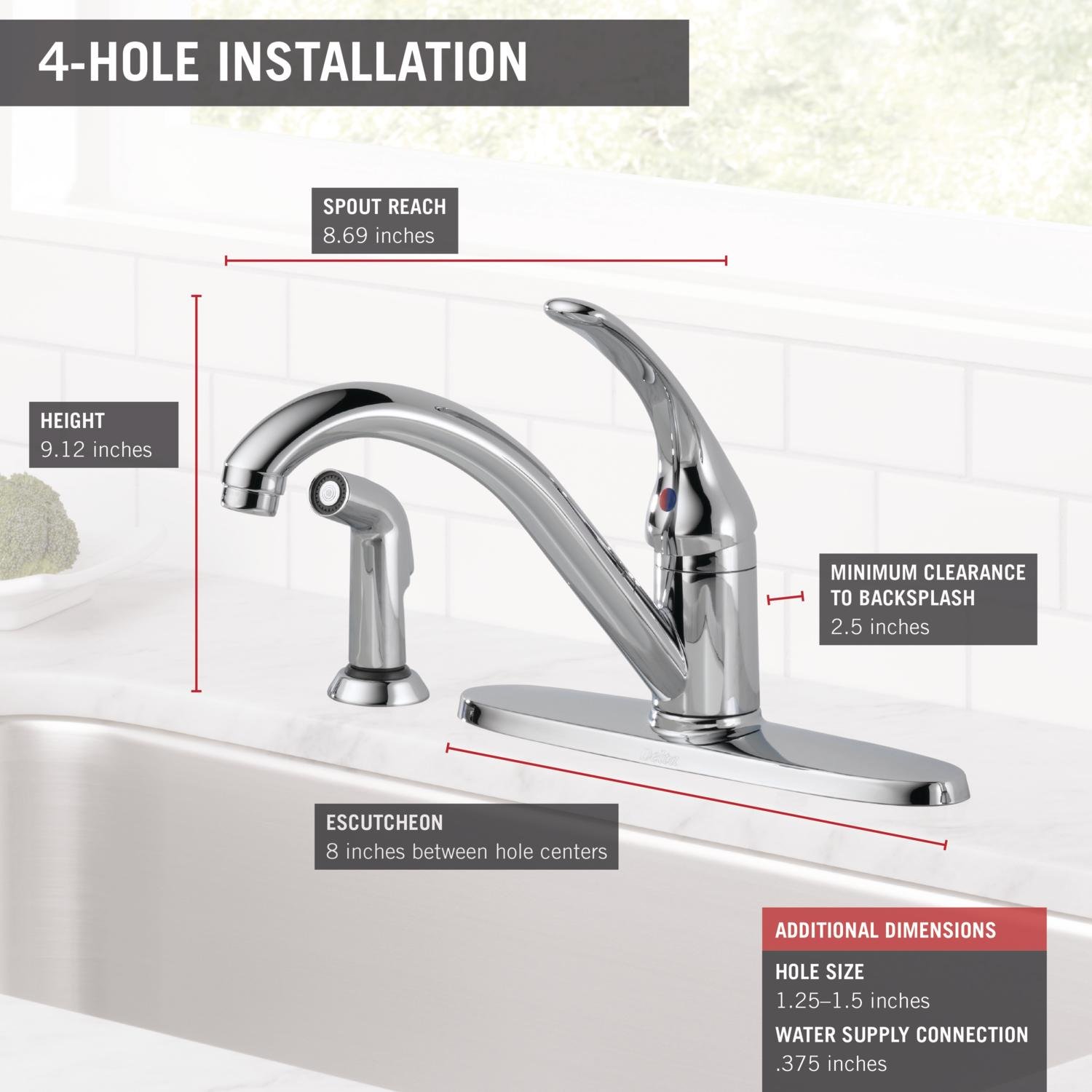 Delta Faucet Classic Single-Handle Kitchen Faucet with Pull-Down Sprayer - Chrome Finish, 3-Hole Installation for Sink - Perfect for Modern Kitchens & Easy Dishwashing (Model 400-DST)