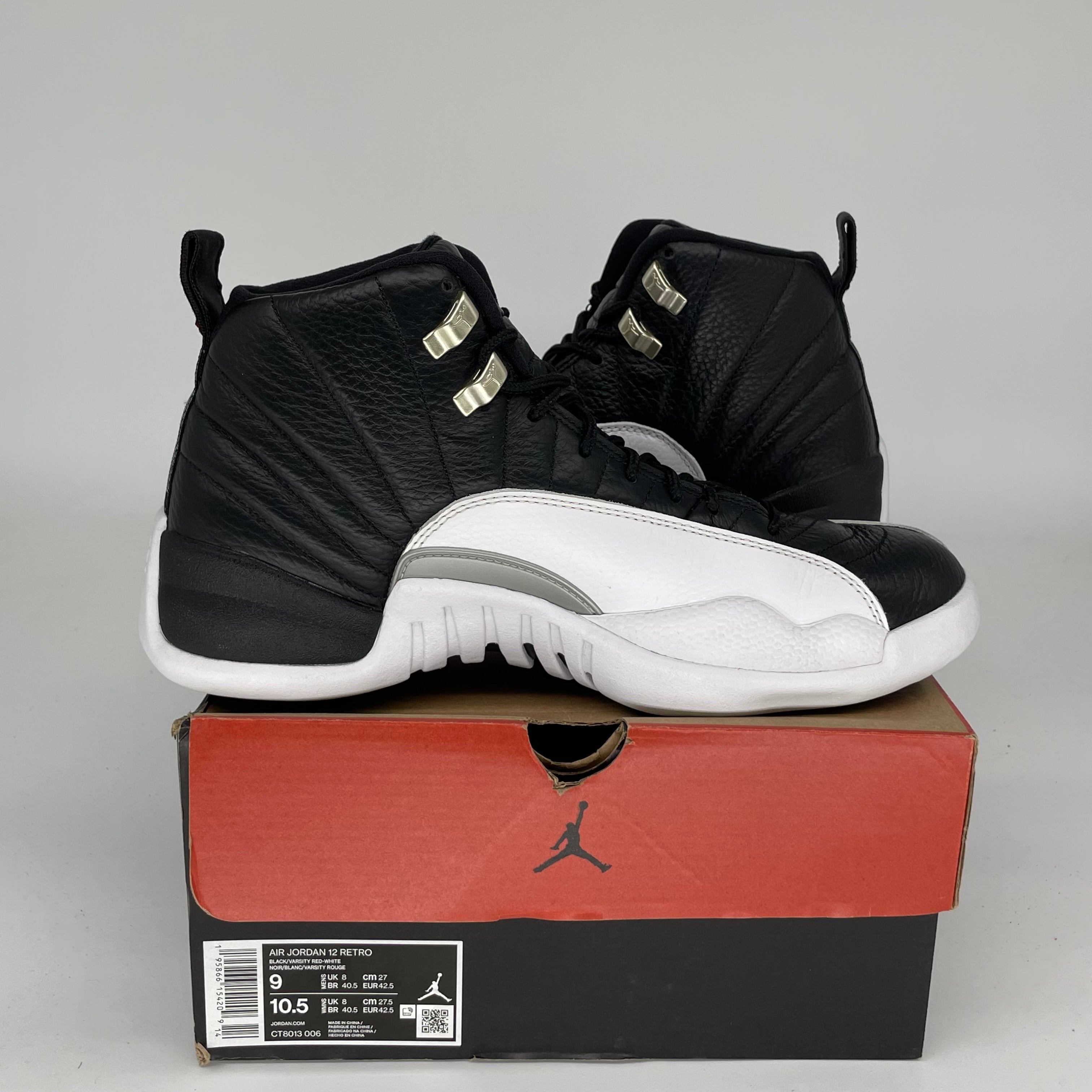 AIR JORDAN 12 PLAYOFFS Retro Basketball Shoes Men's Size 9 - Black/Red CT8013-006 | Authentic Sneakers for Streetwear & Basketball Games