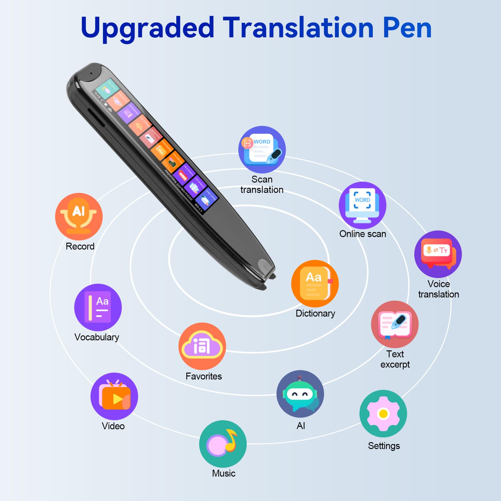 Upgraded Scan Reader Pen - 134 Language Translator Device with Wi-Fi, Portable Voice Translator for Dyslexia & Language Learning | Wireless Reading Pen for Books, Documents & Travel (Black)