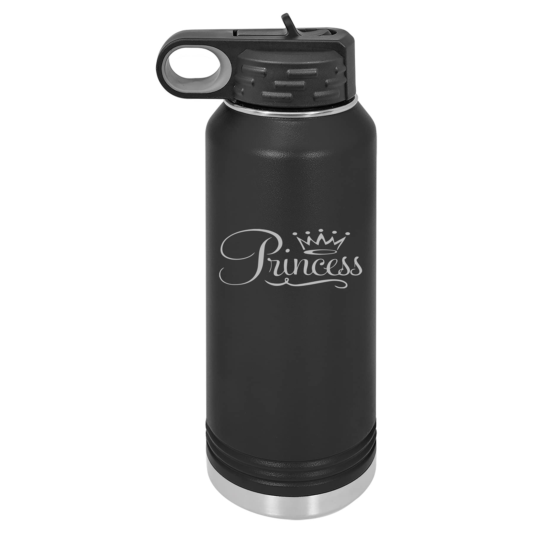 32 oz. Double Wall Vacuum Insulated Stainless Steel Water Bottle - Leakproof Travel Mug with Handle & Straw, BPA Free (Black) - Perfect for Hiking, Gym, Office & Outdoor Activities