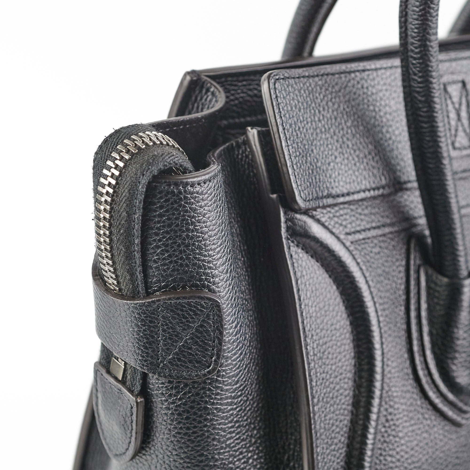 Celine Micro Luggage Bag in Pebbled Leather - Black Crossbody Purse for Women | Perfect for Work, Travel & Everyday Use