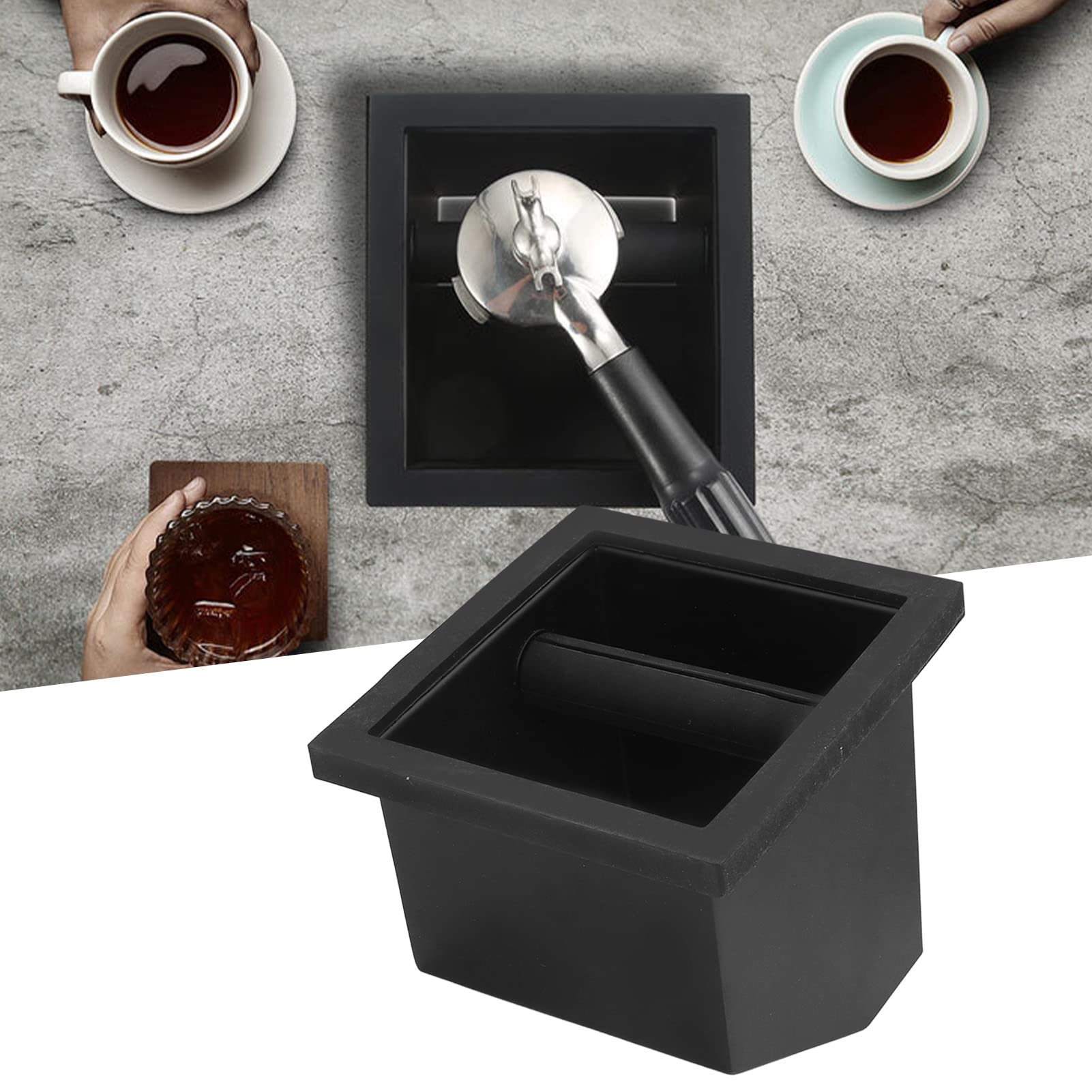 Premium Modern Coffee Knock Box - Durable Stainless Steel Coffee Grounds Bin with Long-Lasting Knock Bar for Home & Commercial Use | Compact Space-Saving Design for Espresso Bars, Coffee Shops & Kitchen Countertops